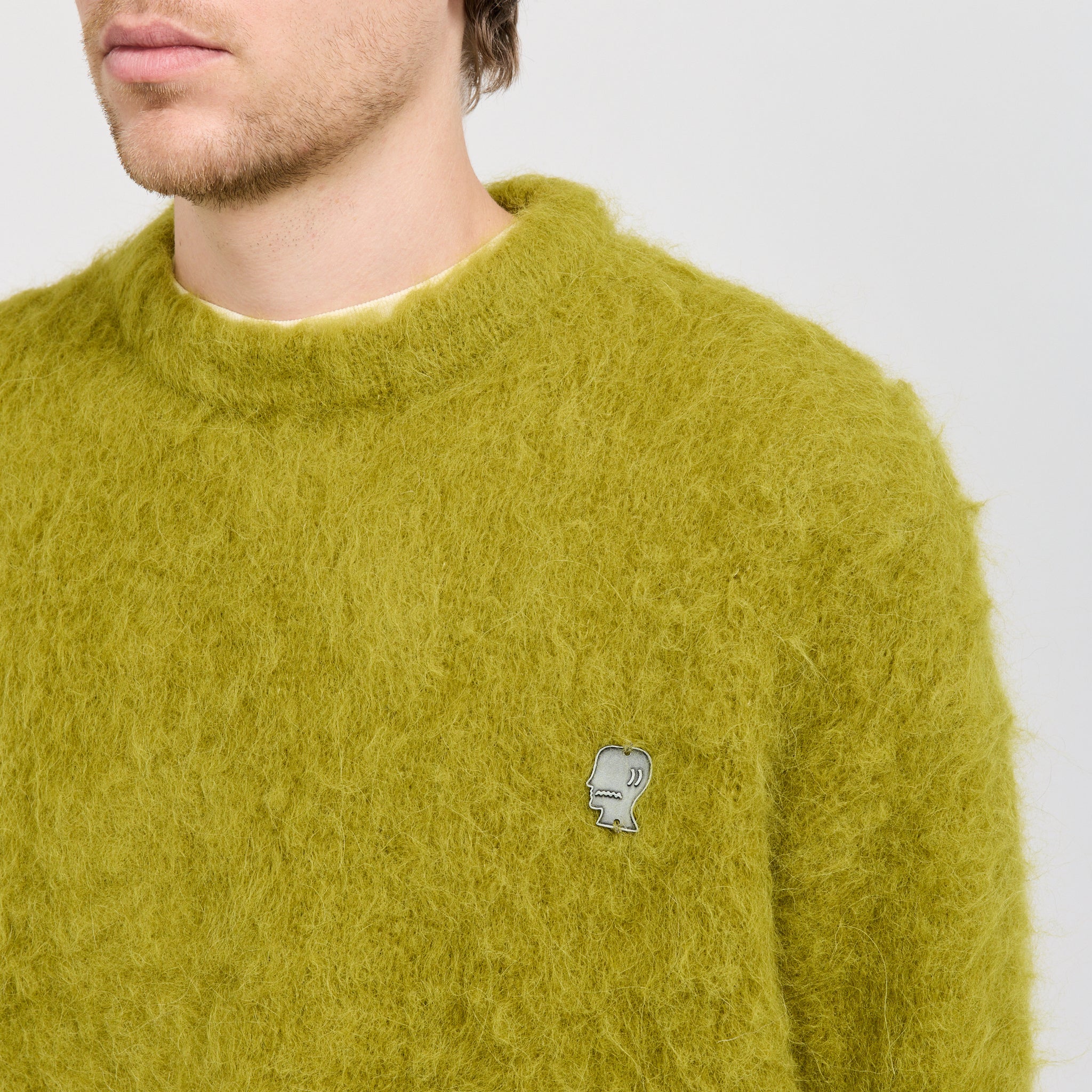 Super Hairy Boxy Knit Sweater Lime
