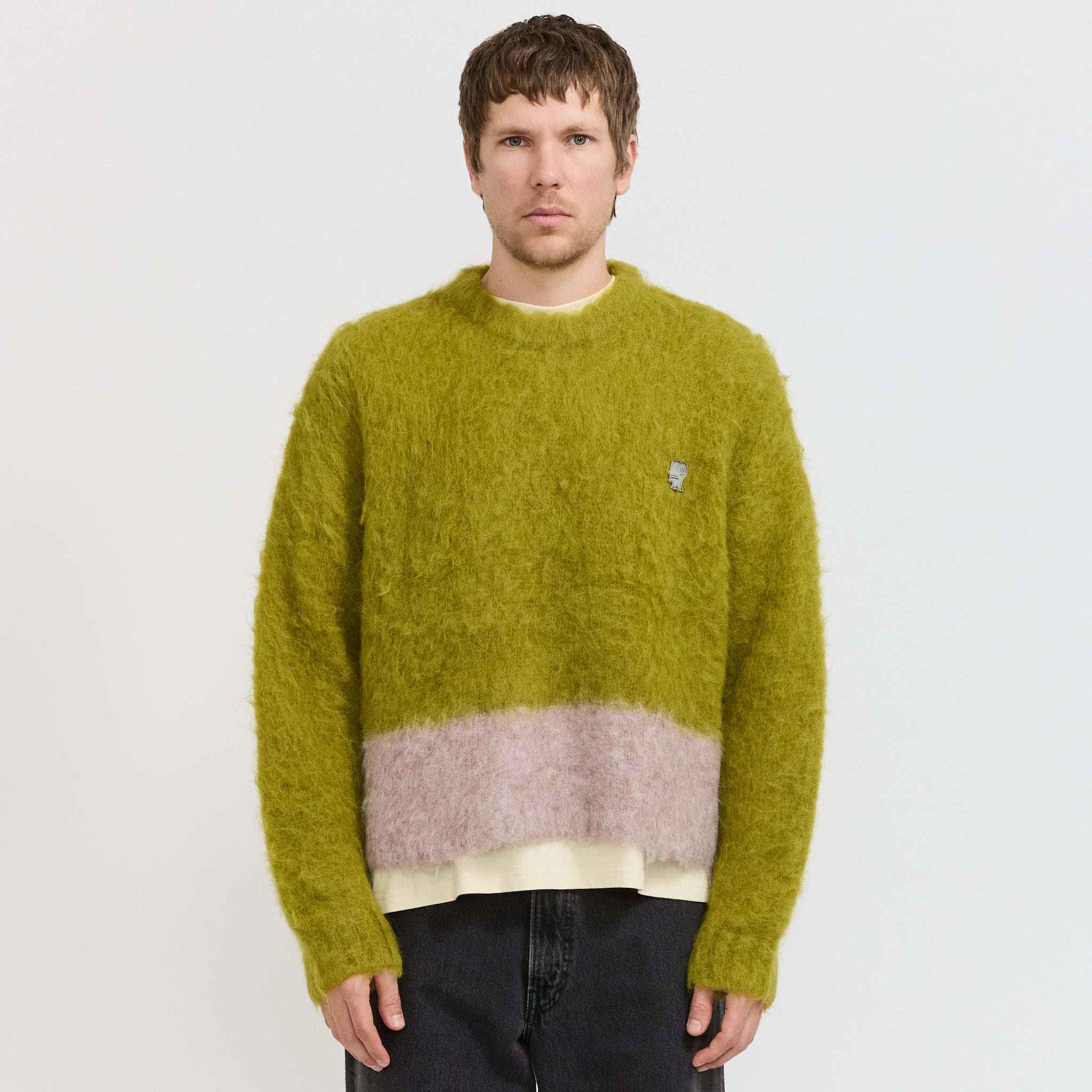 Super Hairy Boxy Knit Sweater Lime