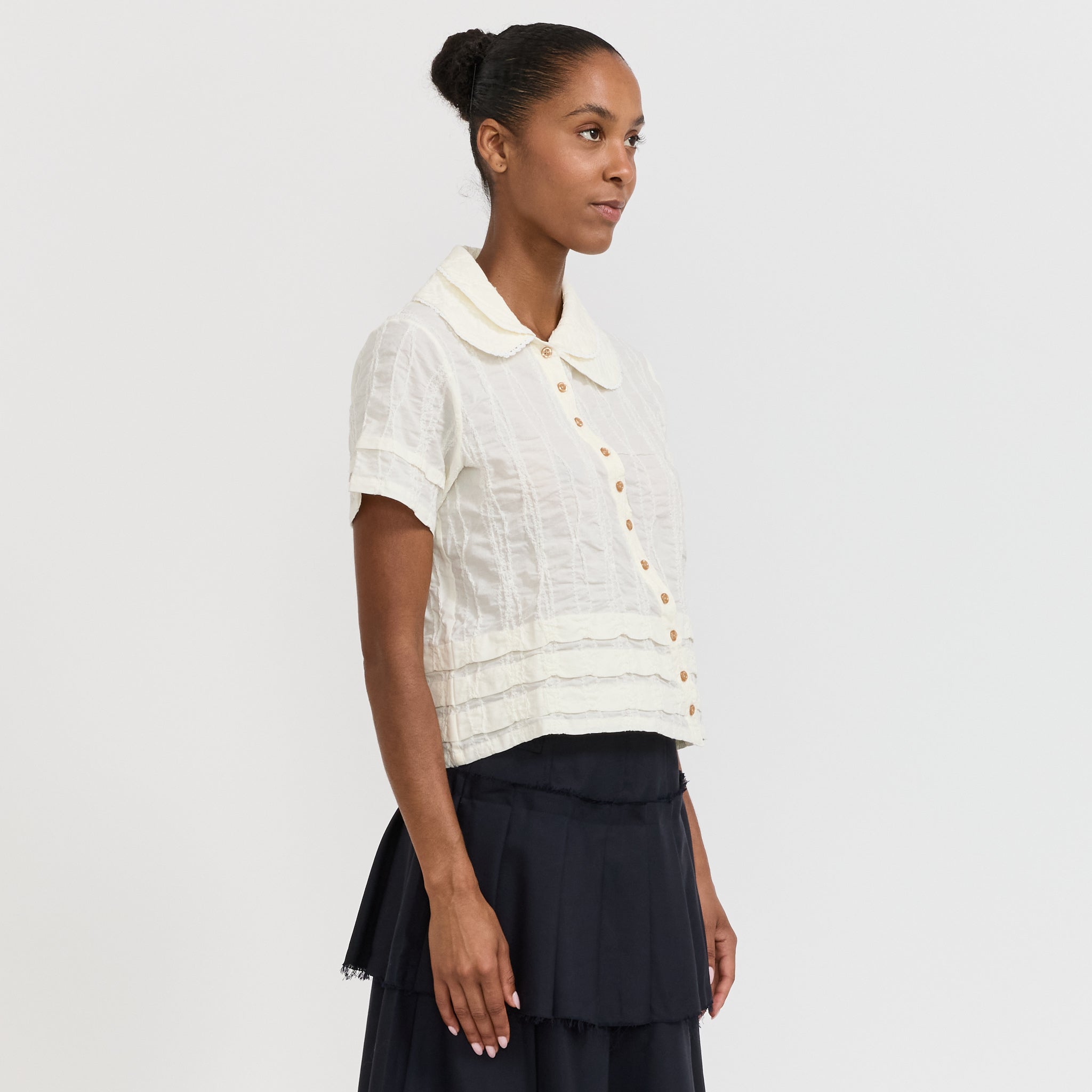 Brain Dead | Twisted Seersucker Button Up Shirt Cream | Maplestore