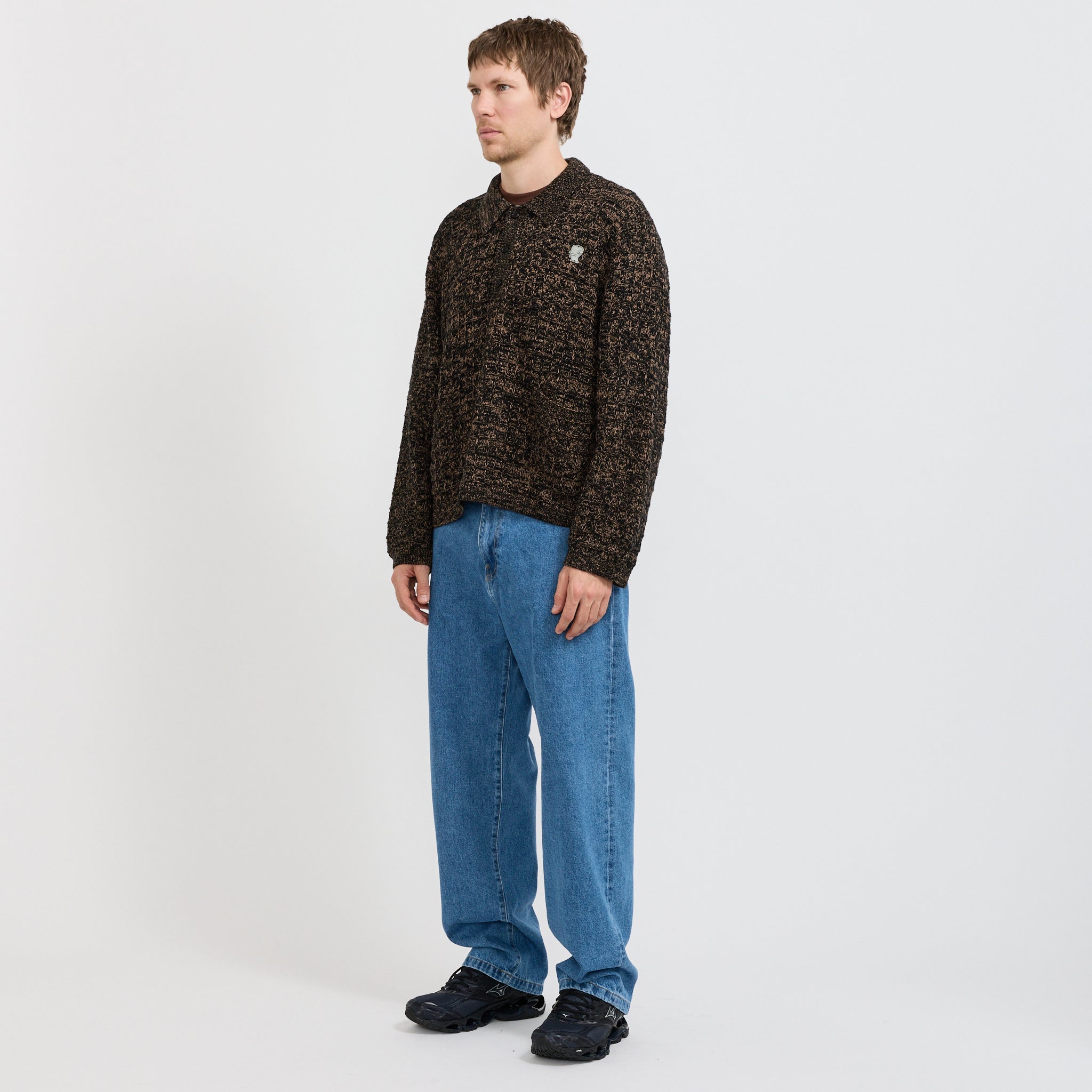 Waffle Pullover Sweater Charcoal