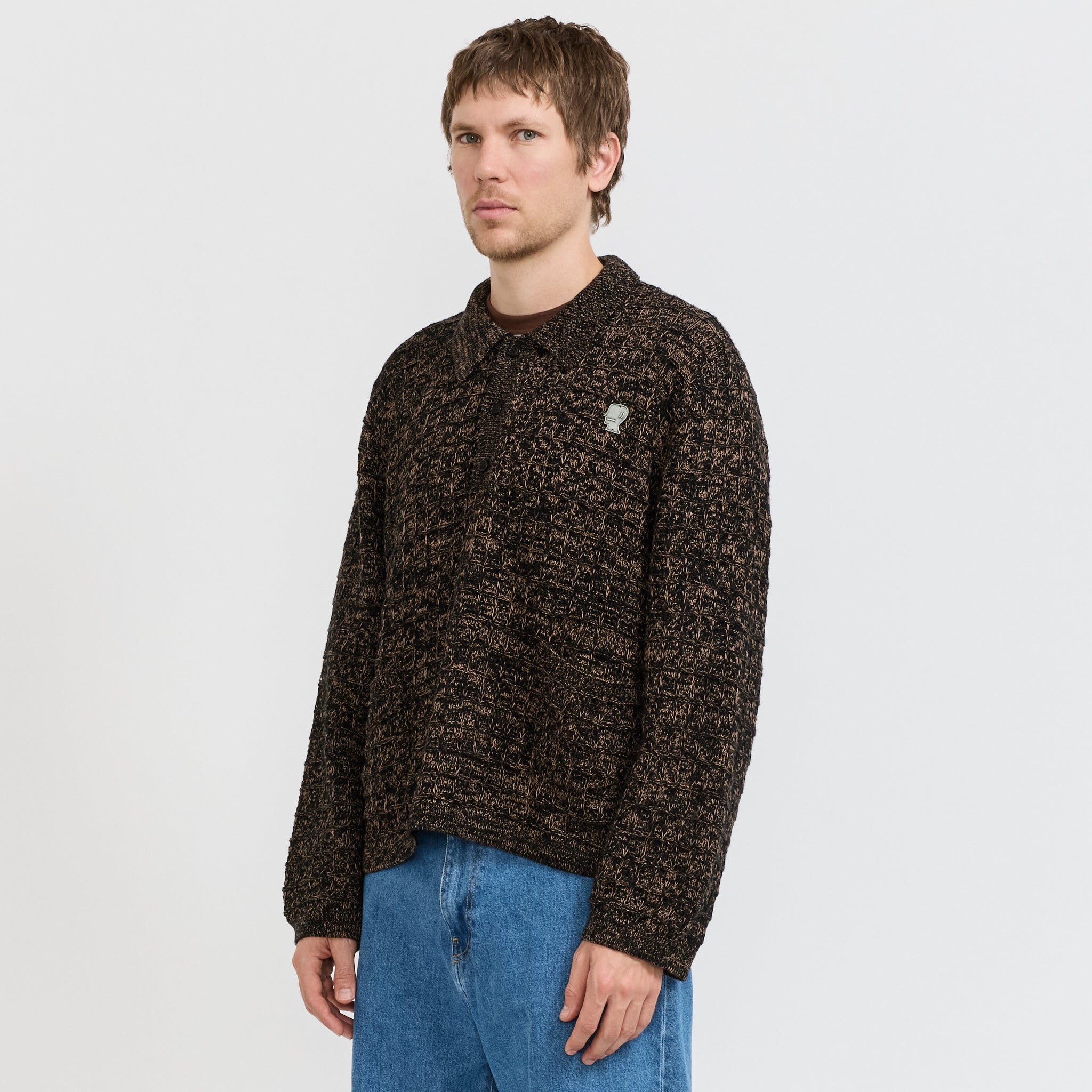 Waffle Pullover Sweater Charcoal
