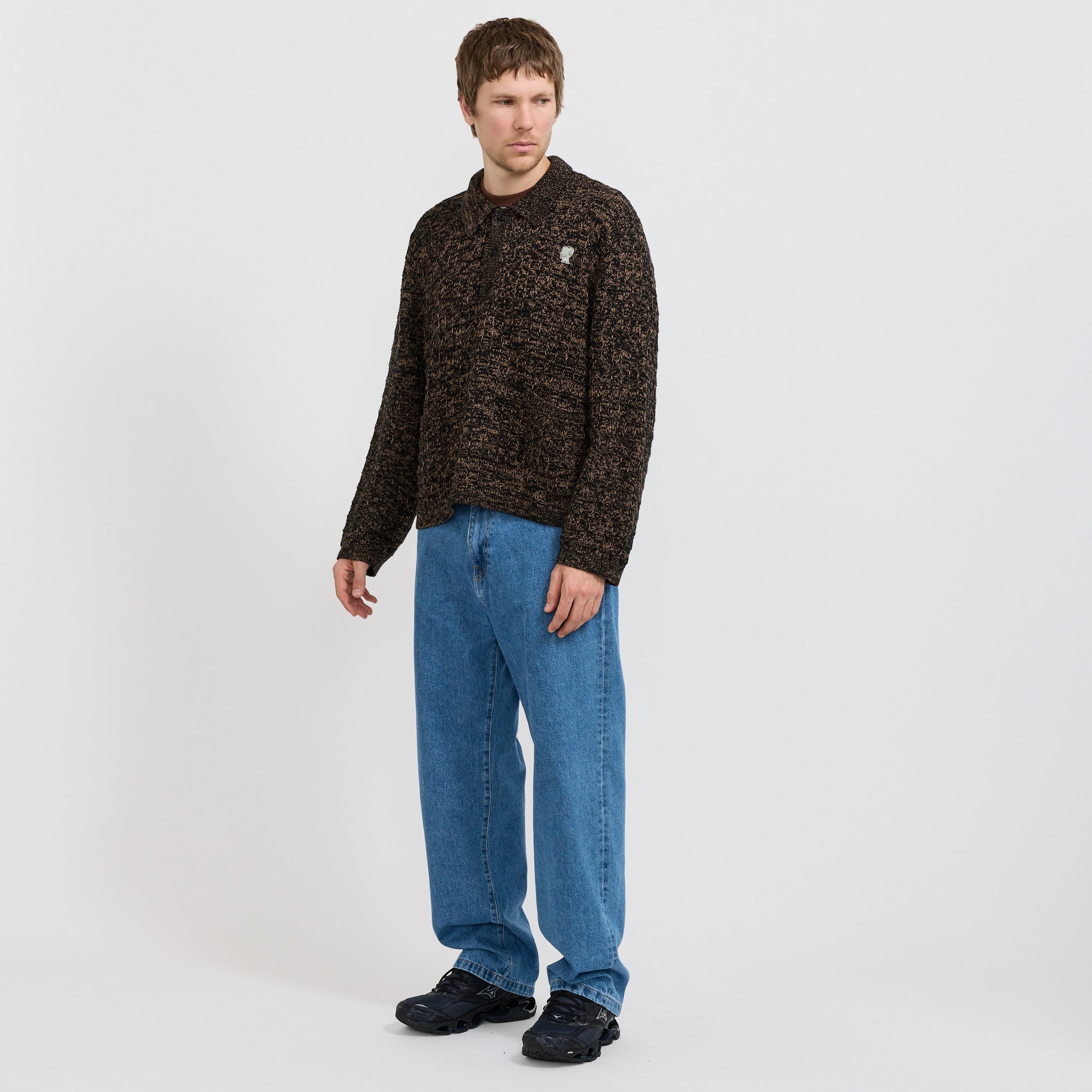 Waffle Pullover Sweater Charcoal