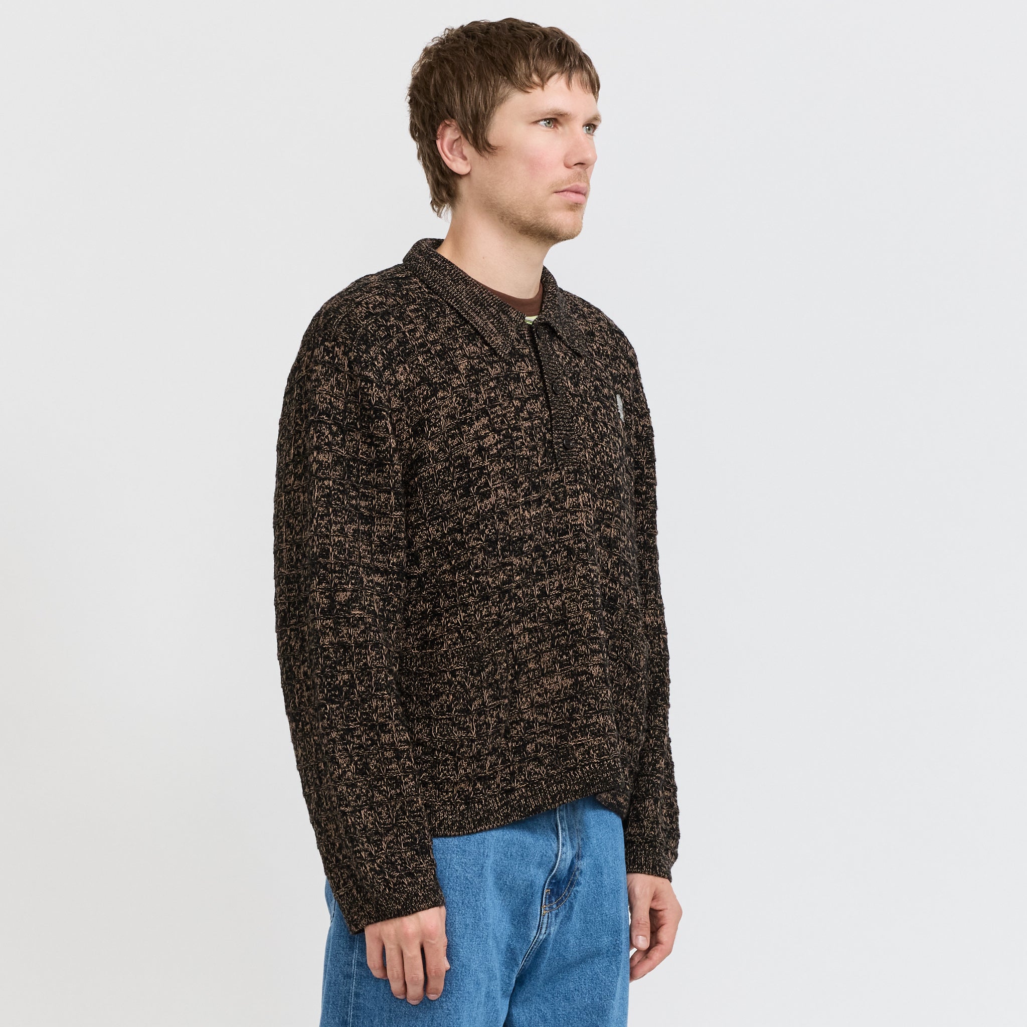 Waffle Pullover Sweater Charcoal