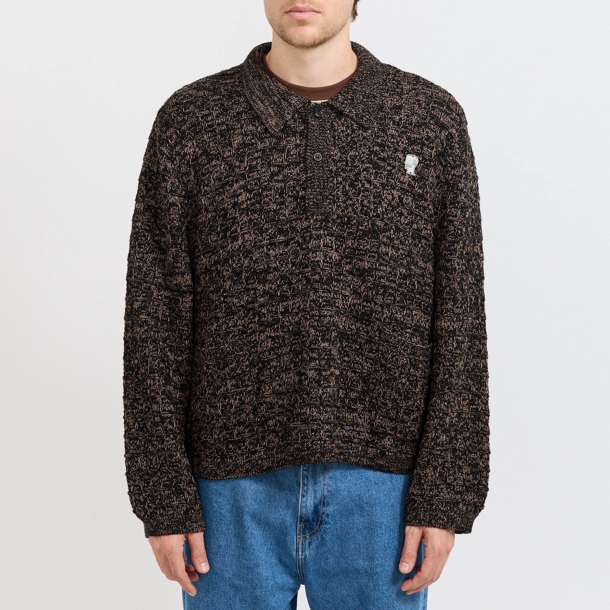 Waffle Pullover Sweater Charcoal