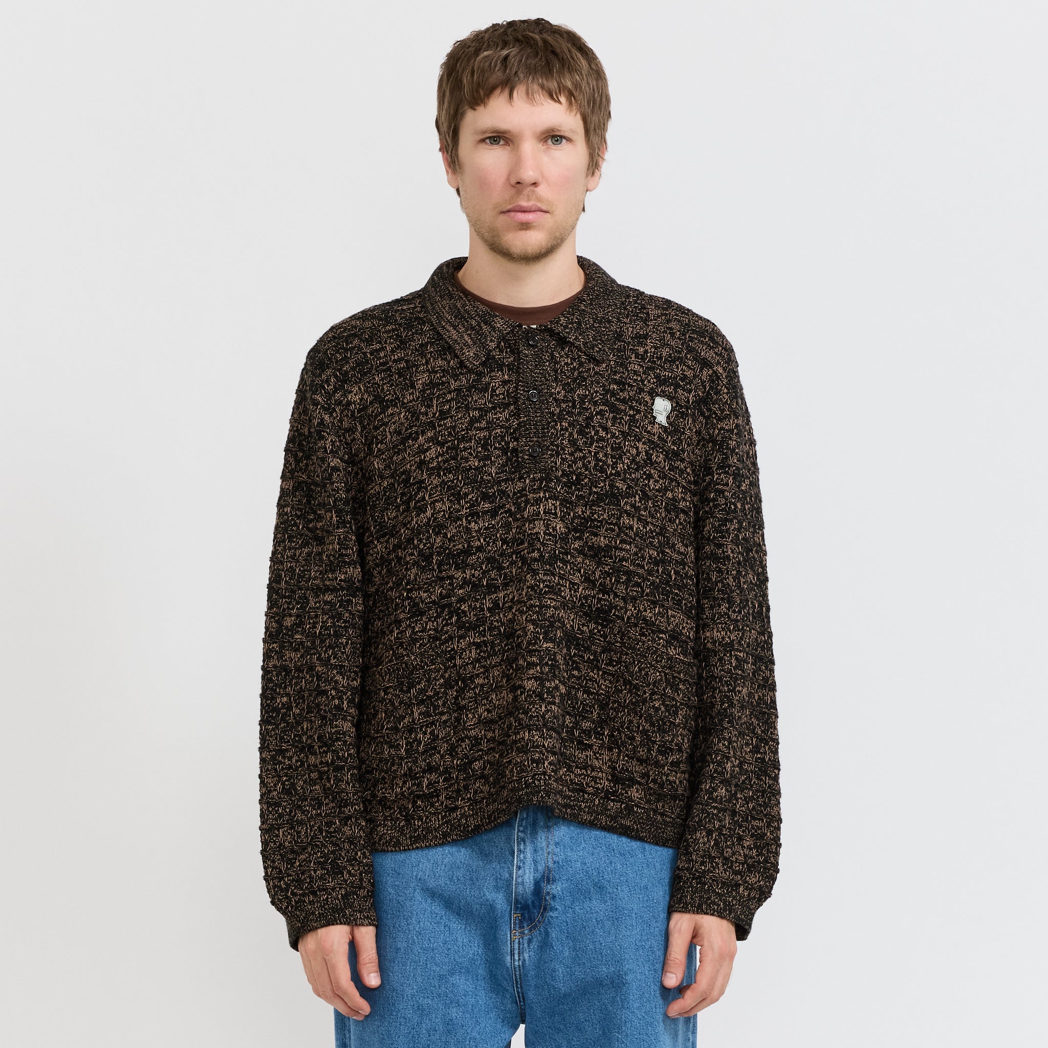 Waffle Pullover Sweater Charcoal