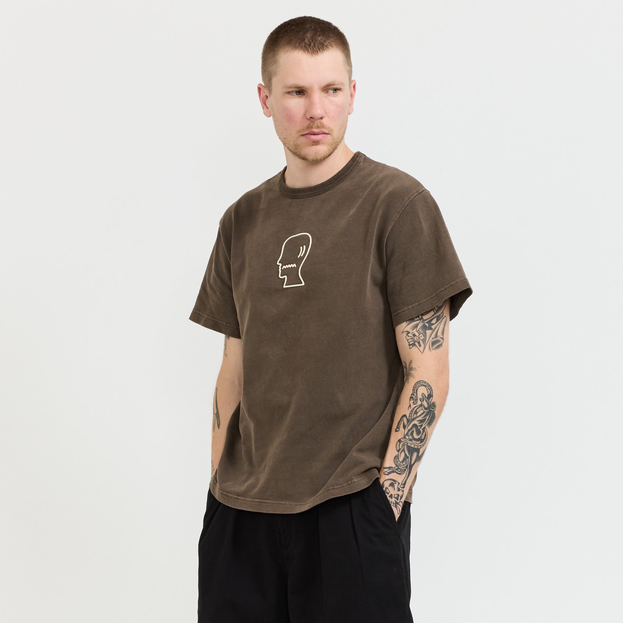 Heavyweight 3D Embroidery Logohead T-Shirt Brown