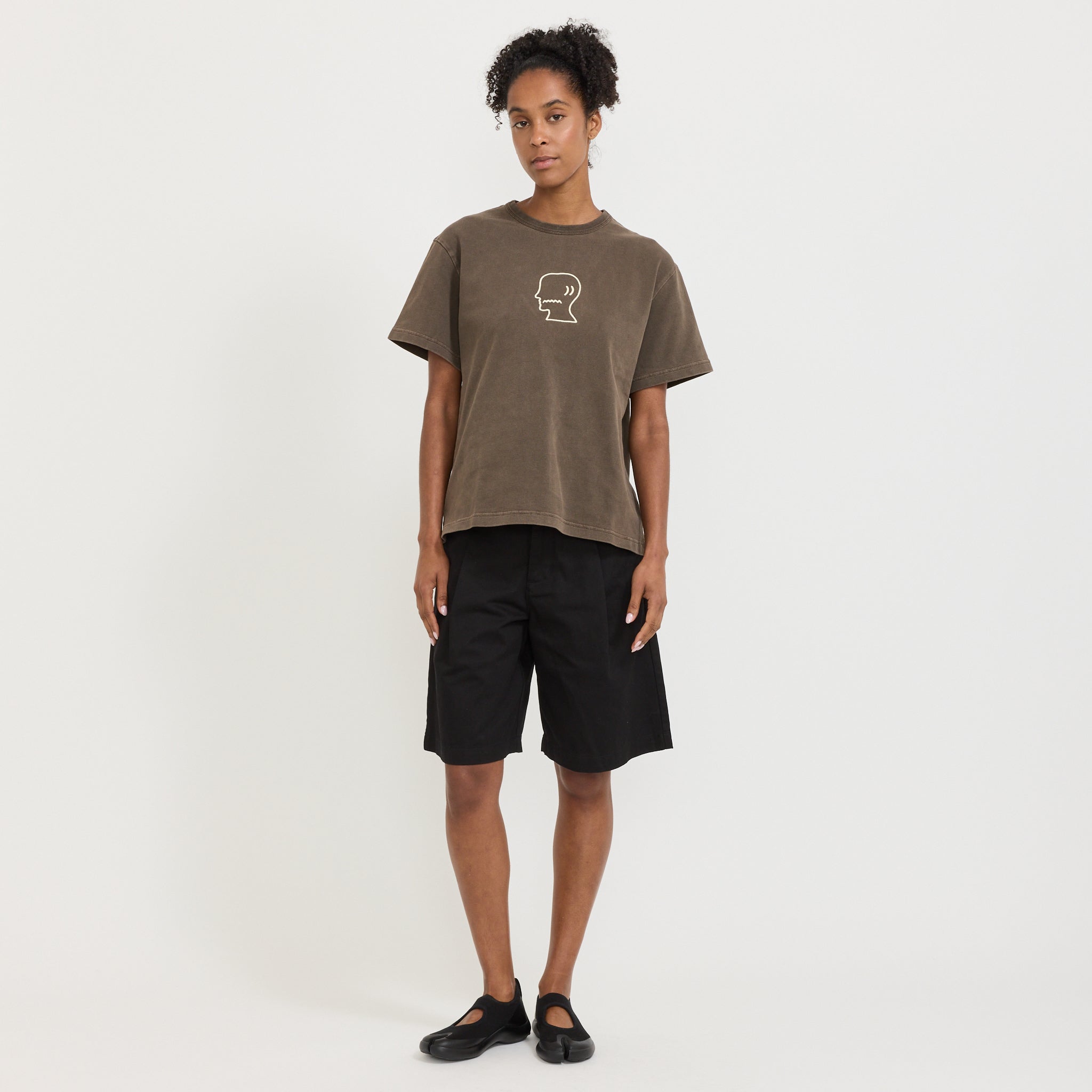 Heavyweight 3D Embroidery Logohead T-Shirt Brown Women's