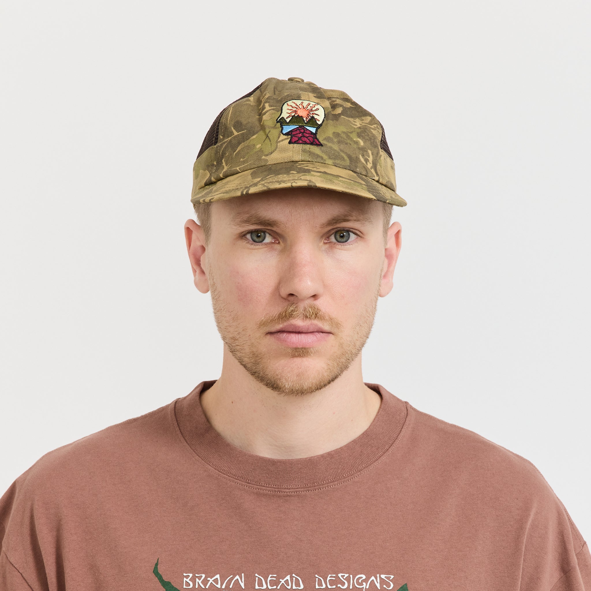 Mesh Panel Logohead Hat Leaf Camo