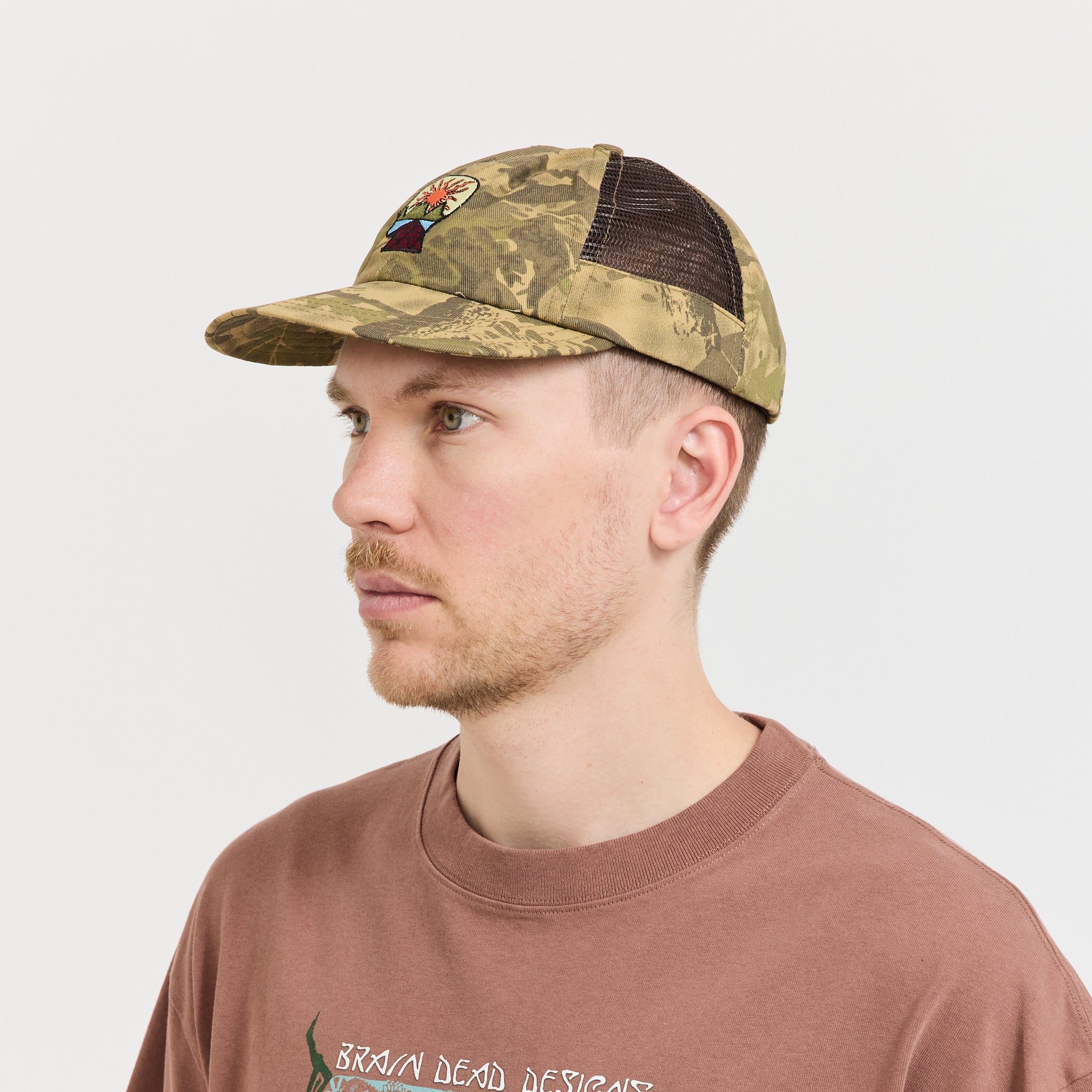Mesh Panel Logohead Hat Leaf Camo