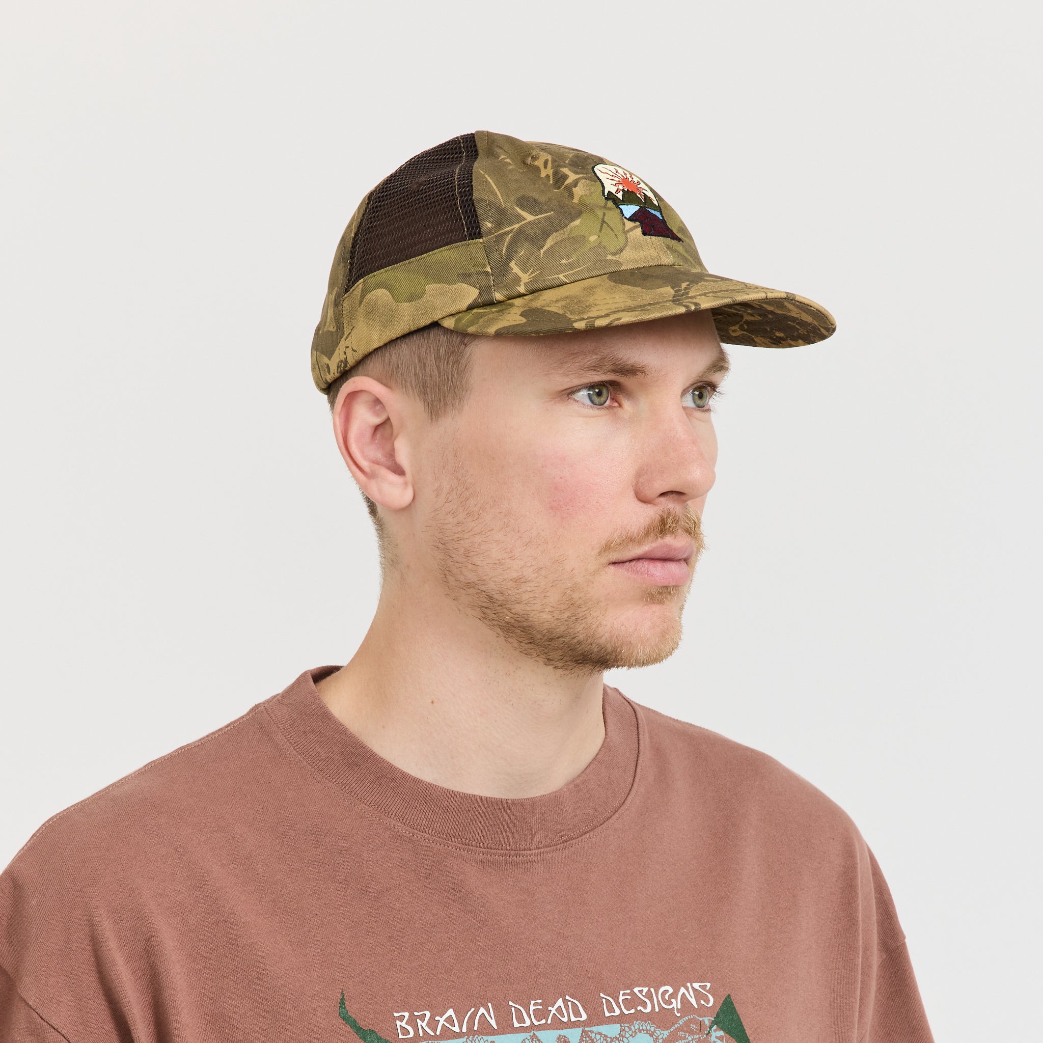Mesh Panel Logohead Hat Leaf Camo
