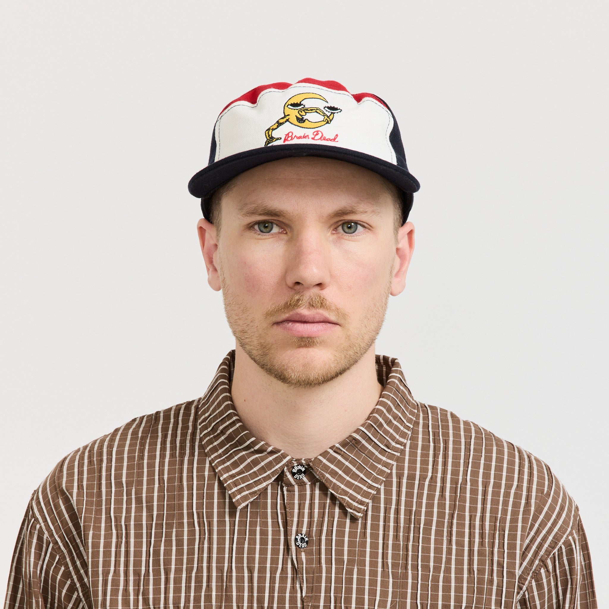 Waning Crescent Curved Front 6 Panel Hat Navy Multi
