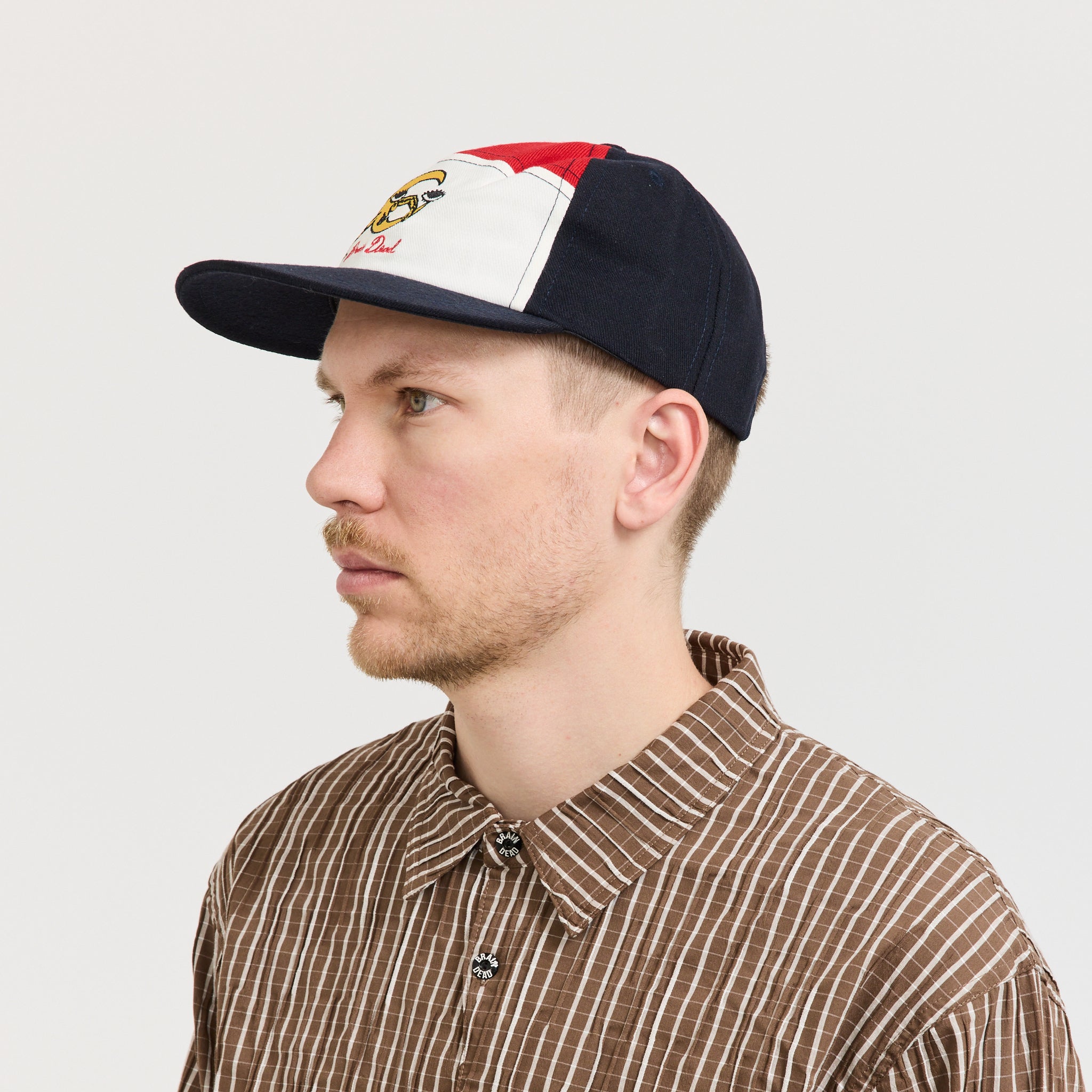 Waning Crescent Curved Front 6 Panel Hat Navy Multi