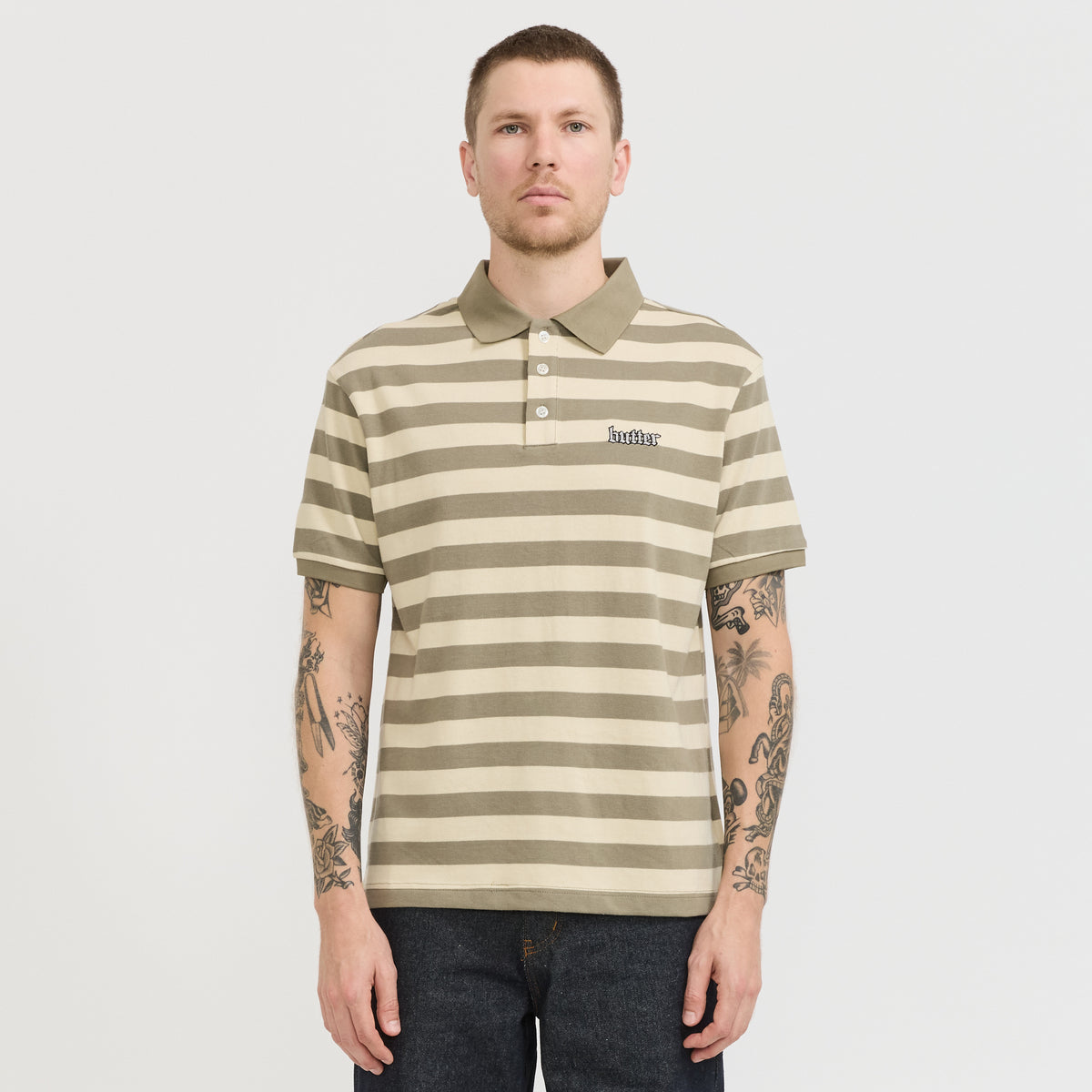 Butter Goods | Striped Polo Shirt Beige / Tan | Maplestore