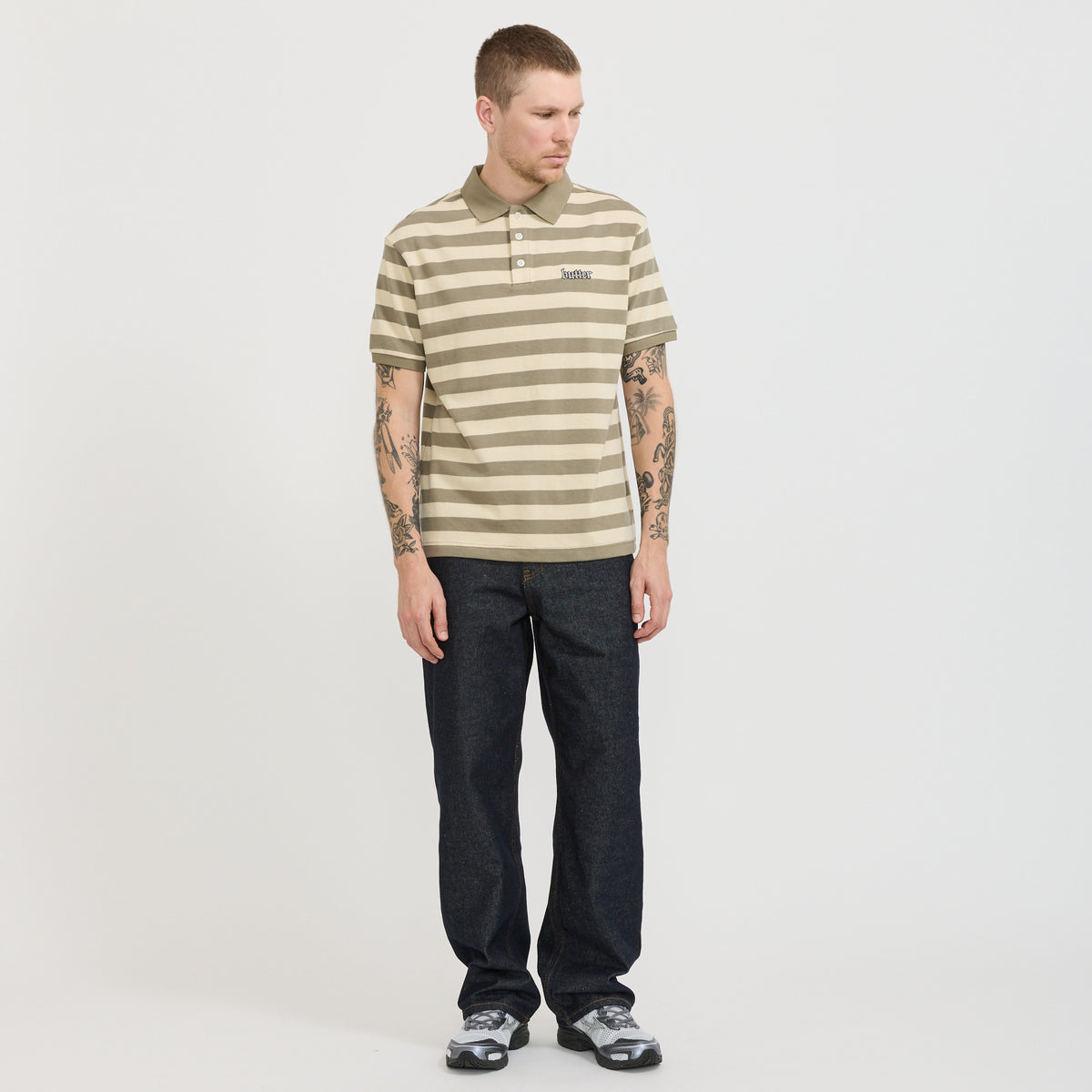 Butter Goods | Striped Polo Shirt Beige / Tan | Maplestore