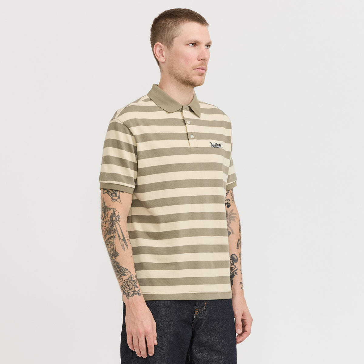 Butter Goods | Striped Polo Shirt Beige / Tan | Maplestore