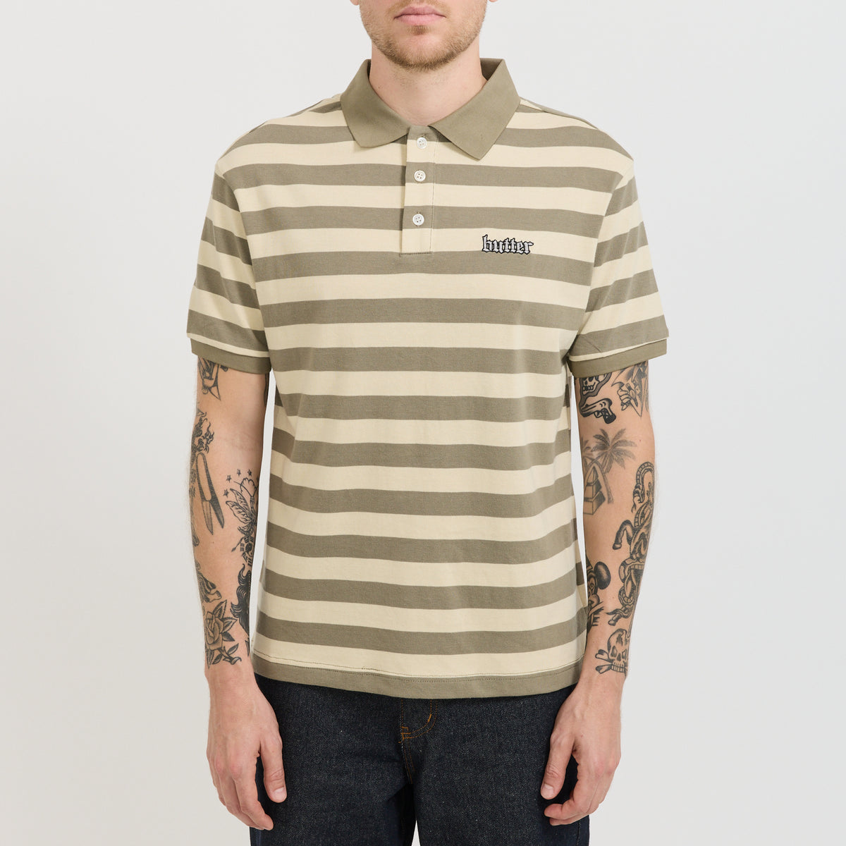 Butter Goods | Striped Polo Shirt Beige / Tan | Maplestore