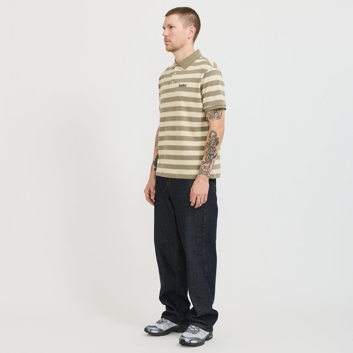 Butter Goods | Striped Polo Shirt Beige / Tan | Maplestore