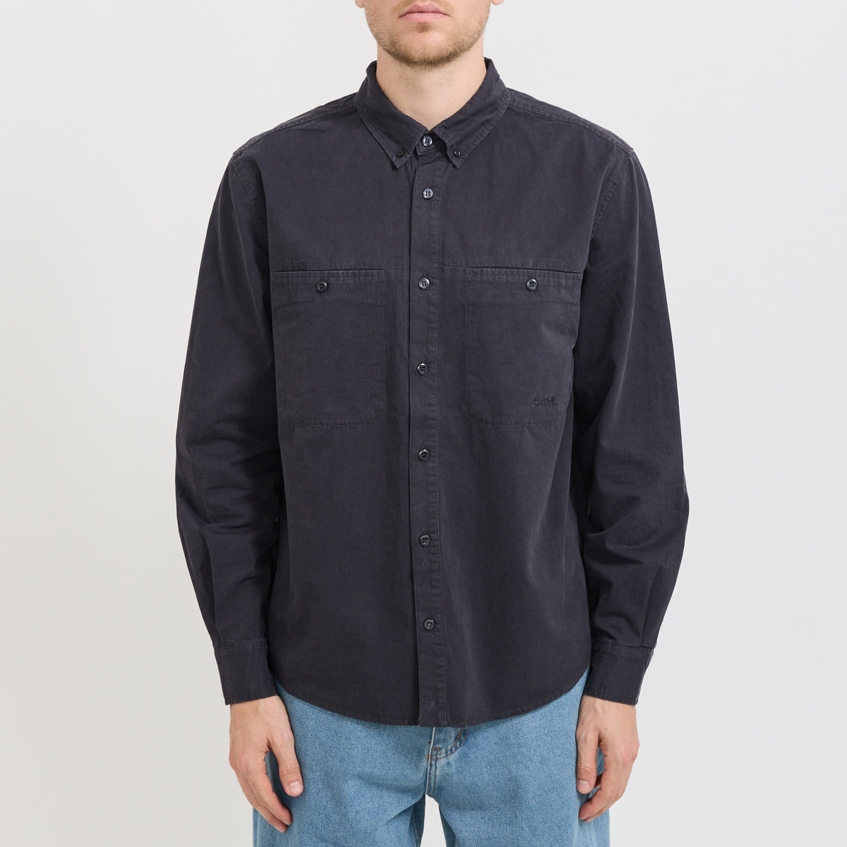 Butter Goods | Abseil L/S Shirt Washed Navy | Maplestore