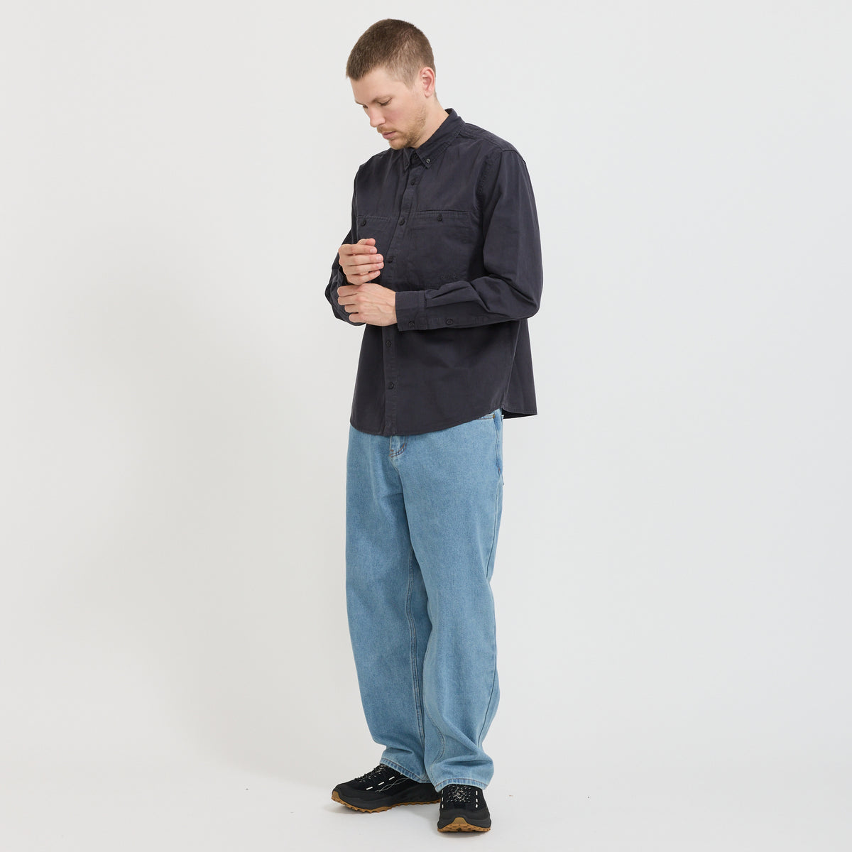 Butter Goods | Abseil L/S Shirt Washed Navy | Maplestore