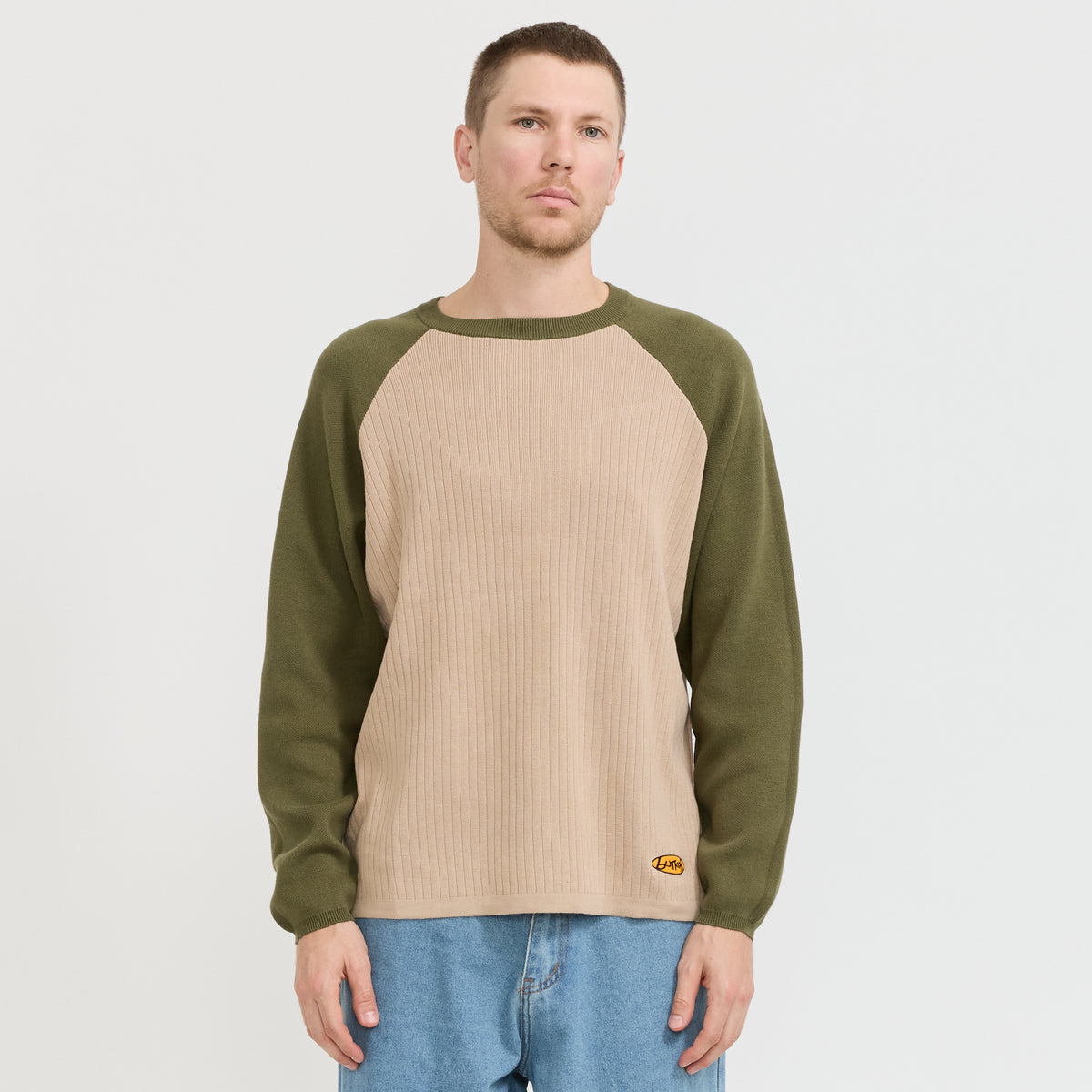 Butter Goods | Abseil Knit Sweater Tan / Army | Maplestore
