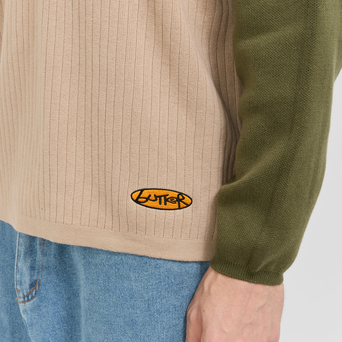 Butter Goods | Abseil Knit Sweater Tan / Army | Maplestore