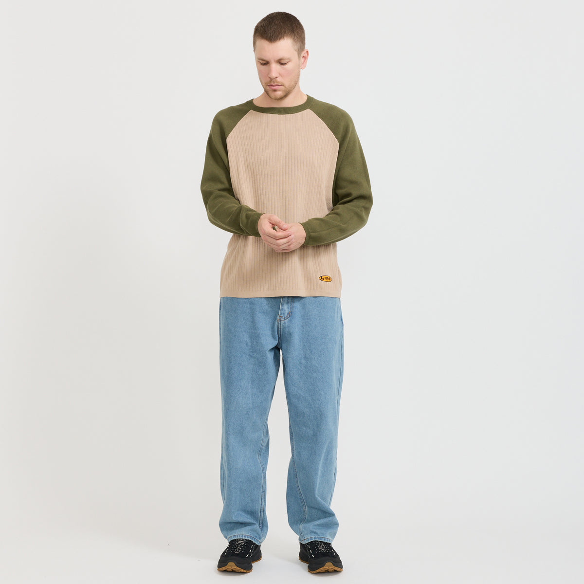 Butter Goods | Abseil Knit Sweater Tan / Army | Maplestore