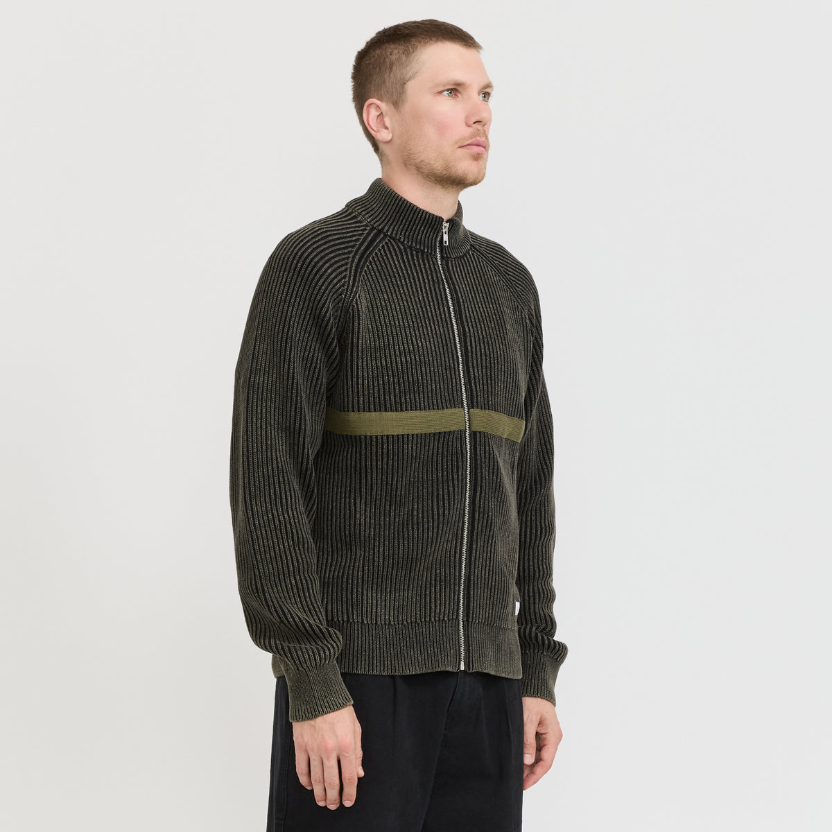 Butter Goods | Bleach Zip-Thru Knit Black | Maplestore