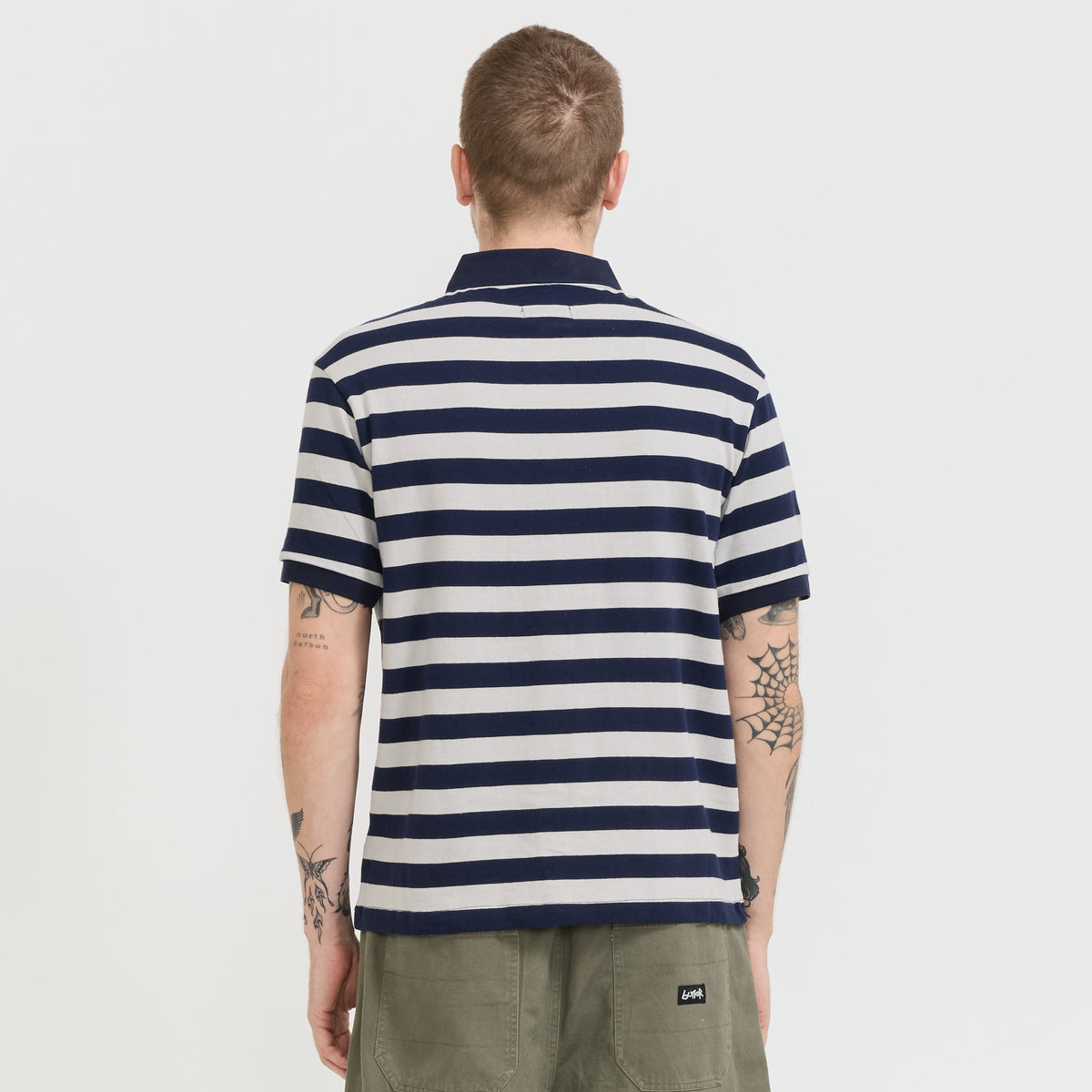 Butter Goods | Striped Polo Shirt Navy / Grey | Maplestore