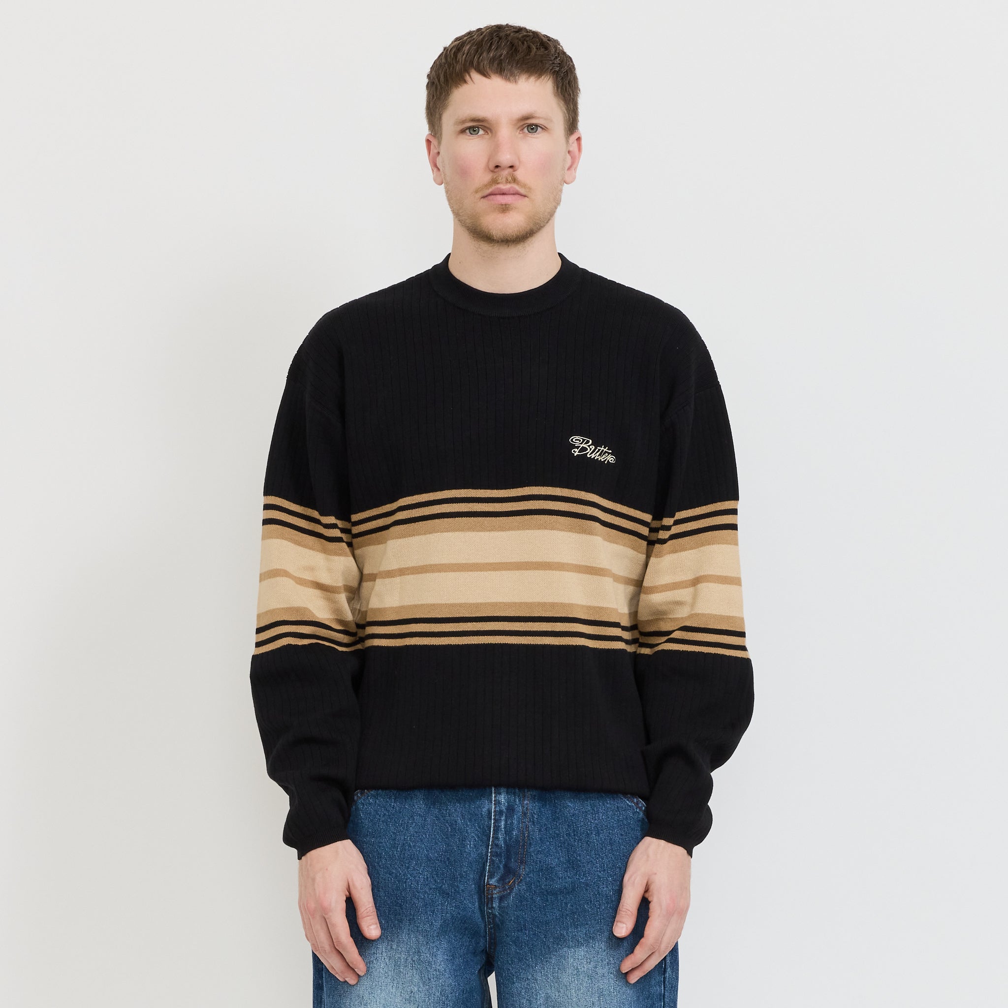 Butter Goods | Crest Knit Sweater Black | Maplestore