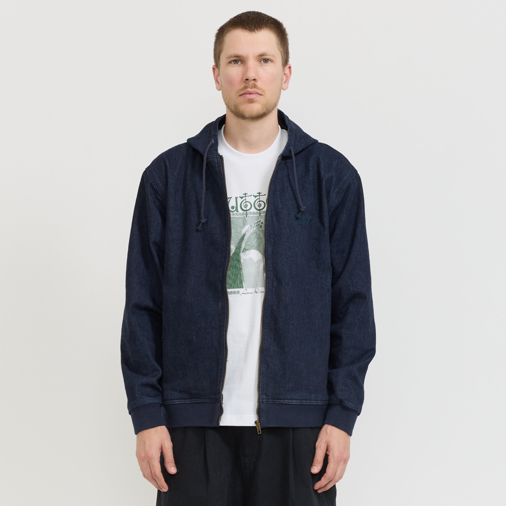 Hooded Work Jacket Rinsed Indigo