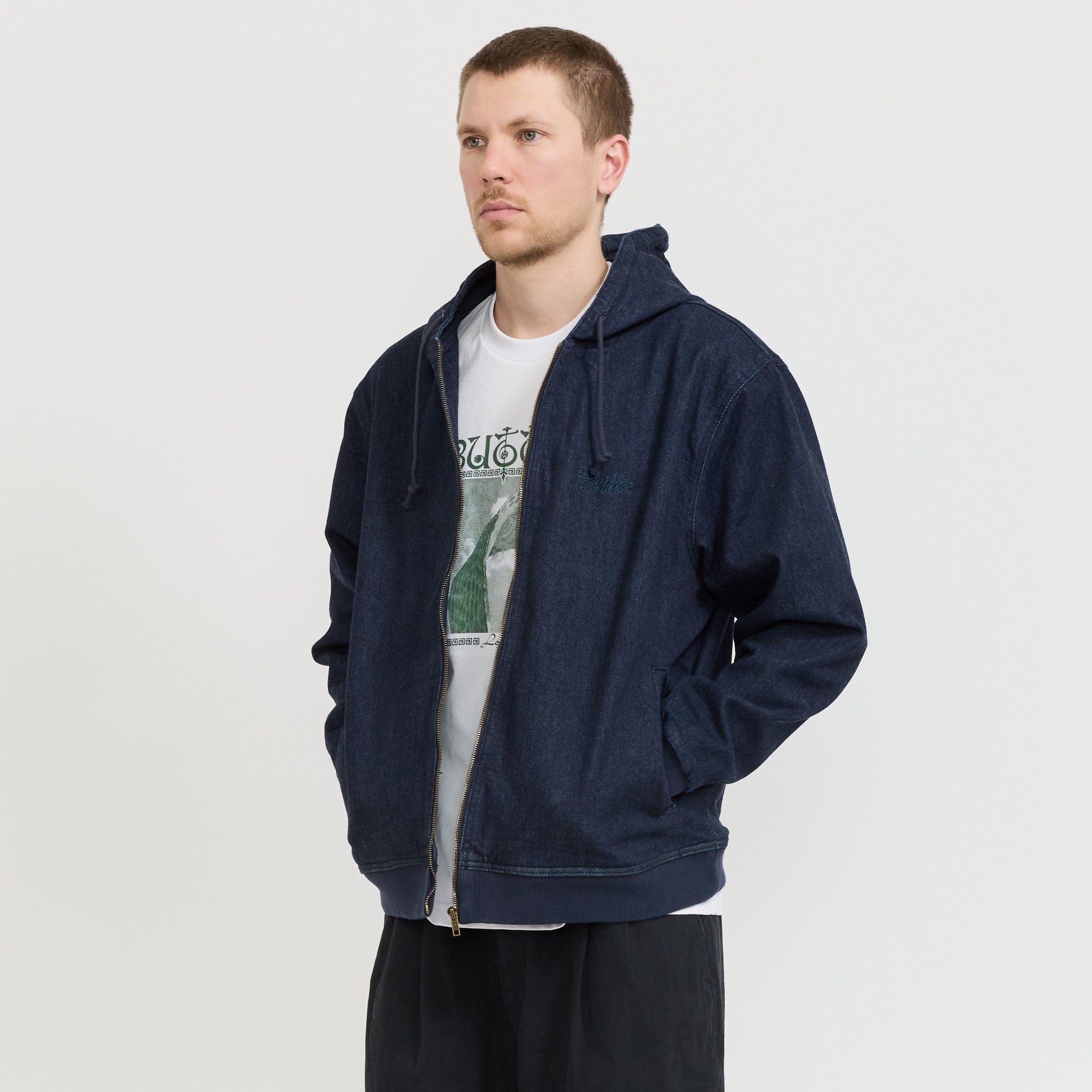 Hooded Work Jacket Rinsed Indigo