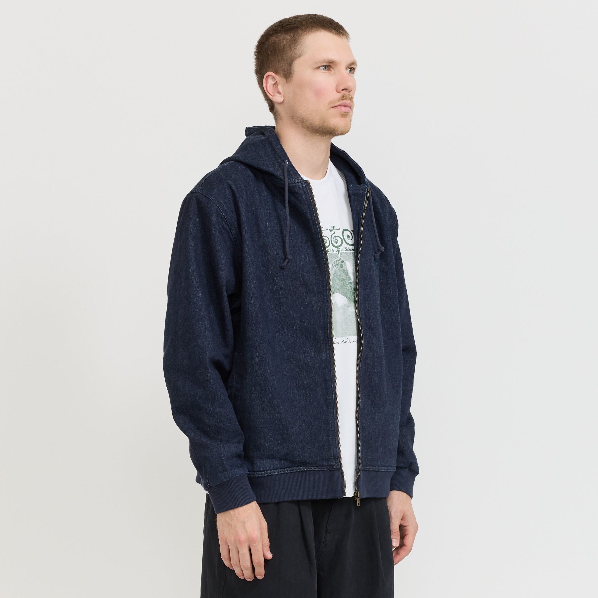 Hooded Work Jacket Rinsed Indigo