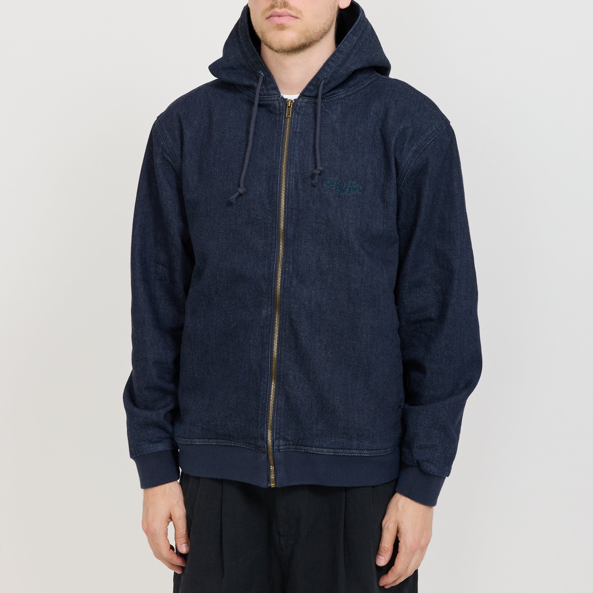 Hooded Work Jacket Rinsed Indigo