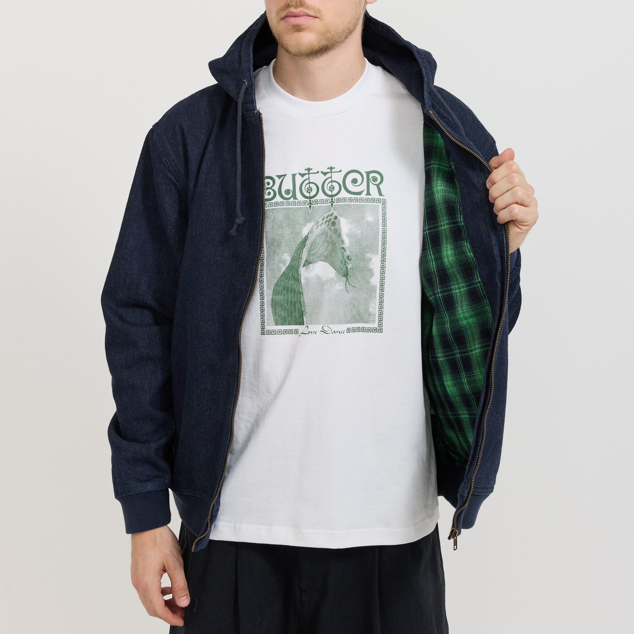 Hooded Work Jacket Rinsed Indigo