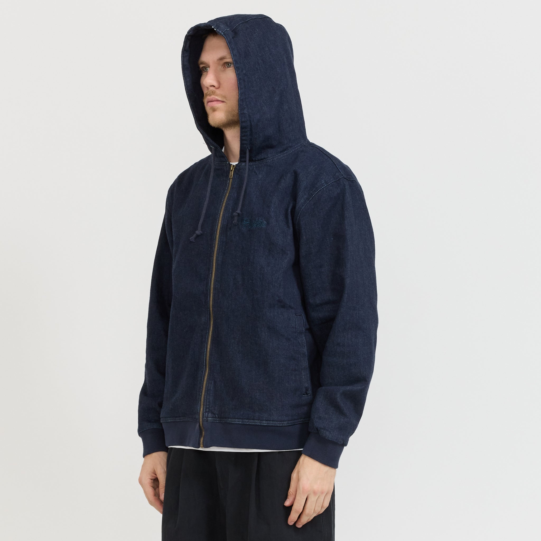 Hooded Work Jacket Rinsed Indigo