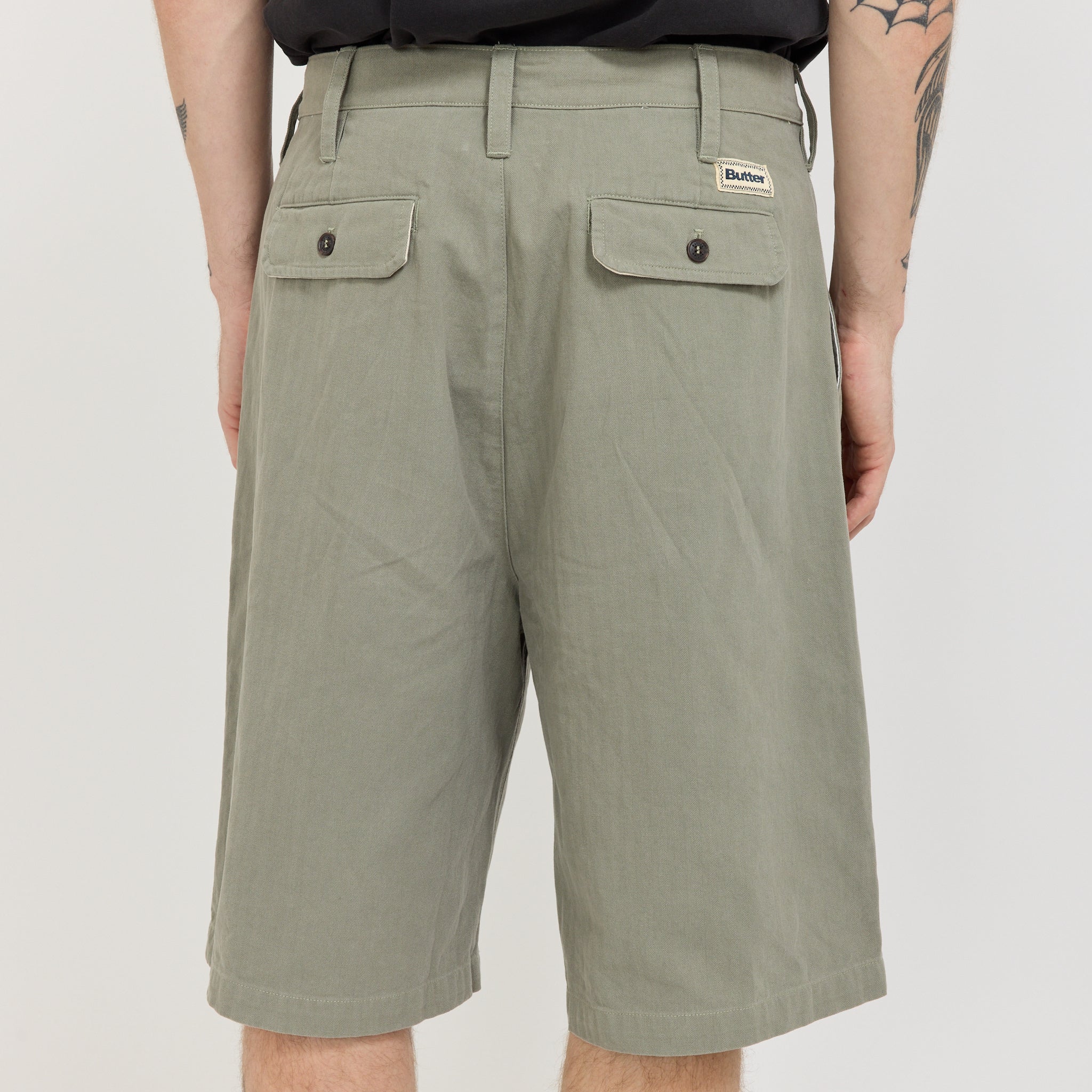 Pleated Shorts Washed Fatigue