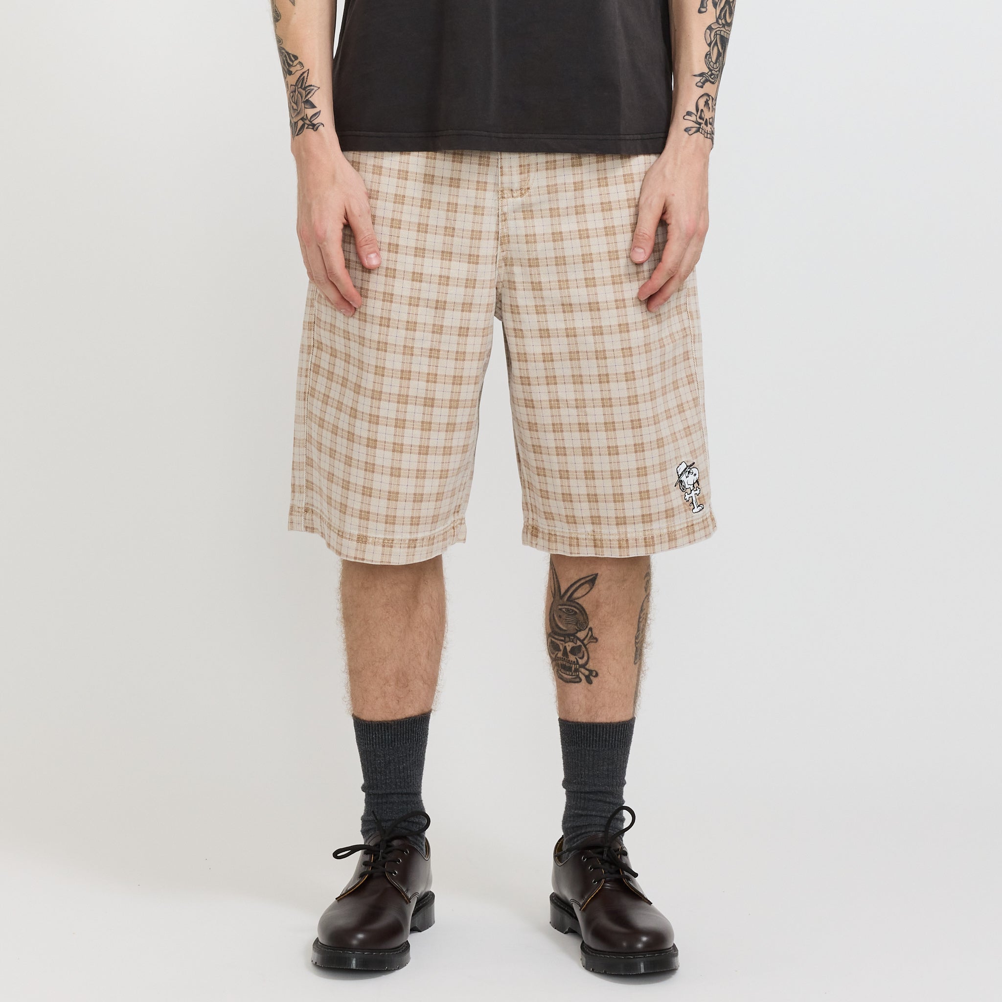 Butter Goods | Spike Work Shorts Sandstone Plaid | Maplestore