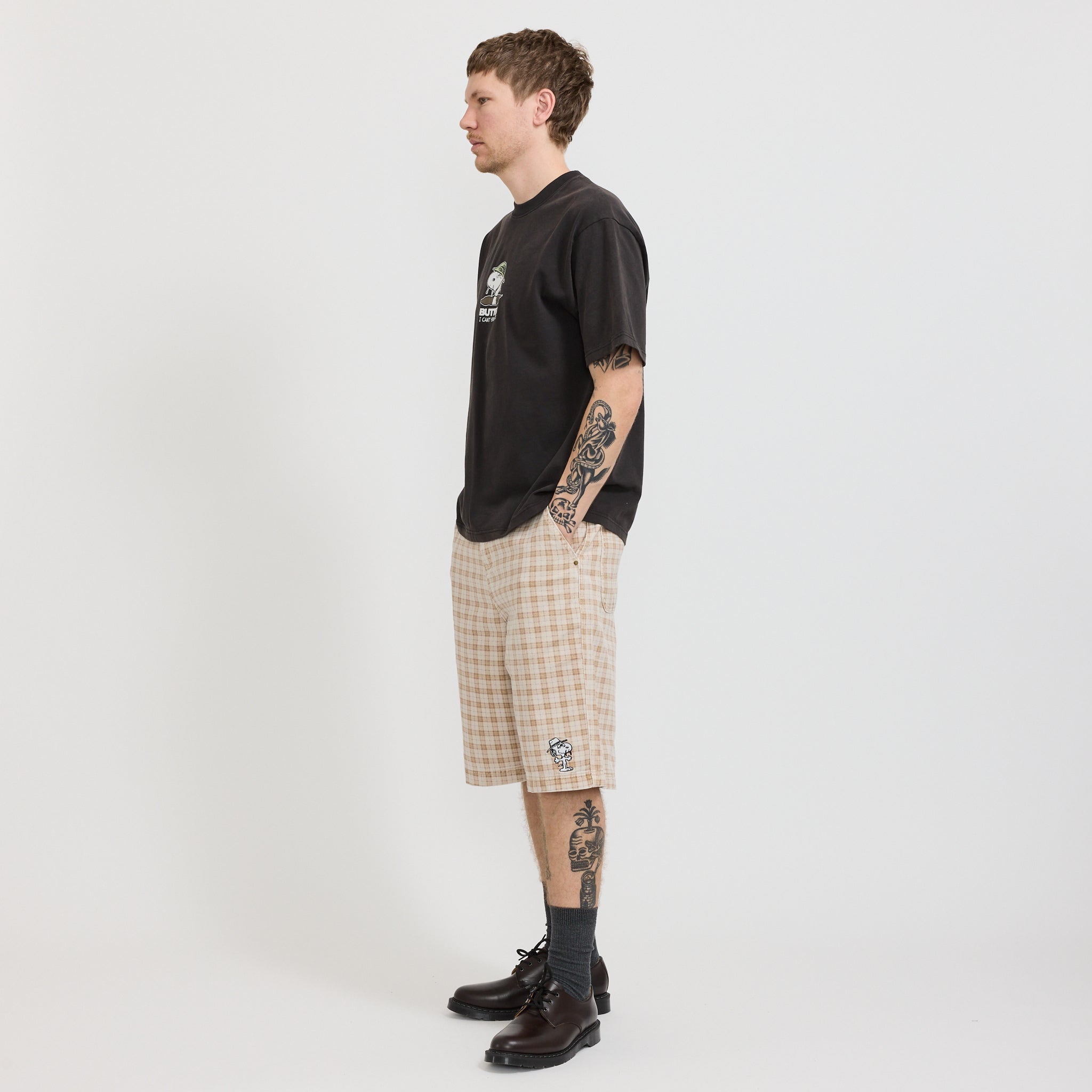 Butter Goods | Spike Work Shorts Sandstone Plaid | Maplestore