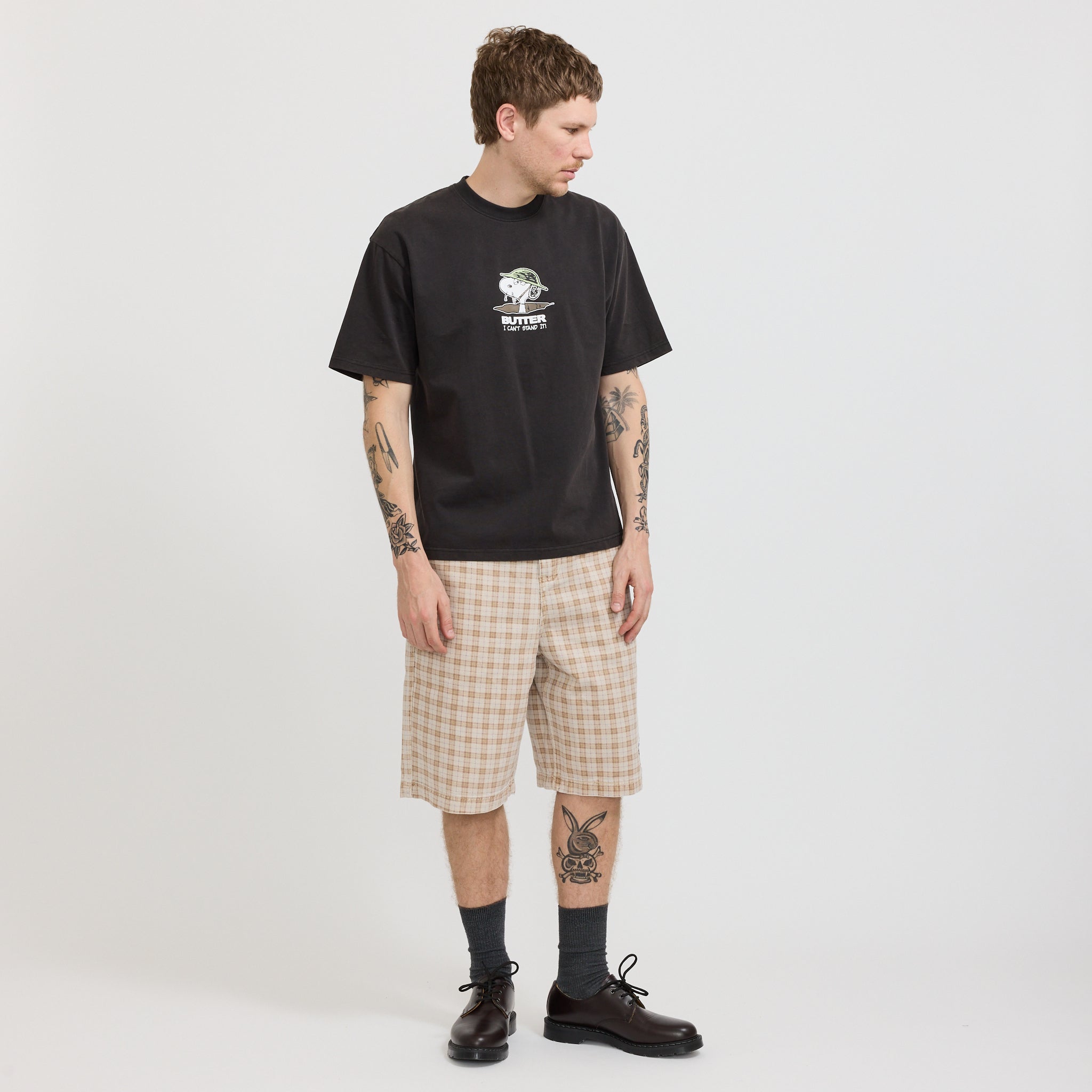 Butter Goods | Spike Work Shorts Sandstone Plaid | Maplestore