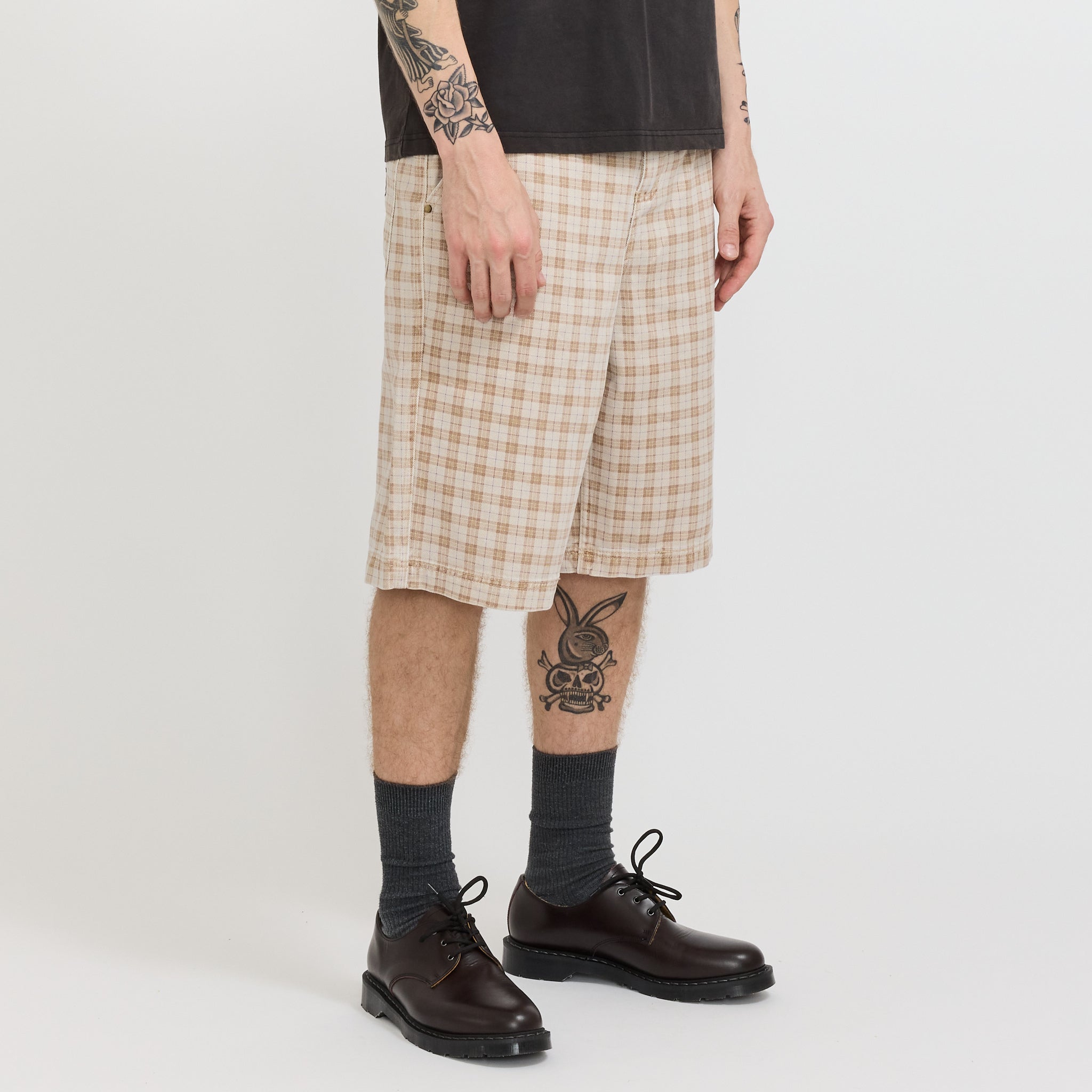Butter Goods | Spike Work Shorts Sandstone Plaid | Maplestore