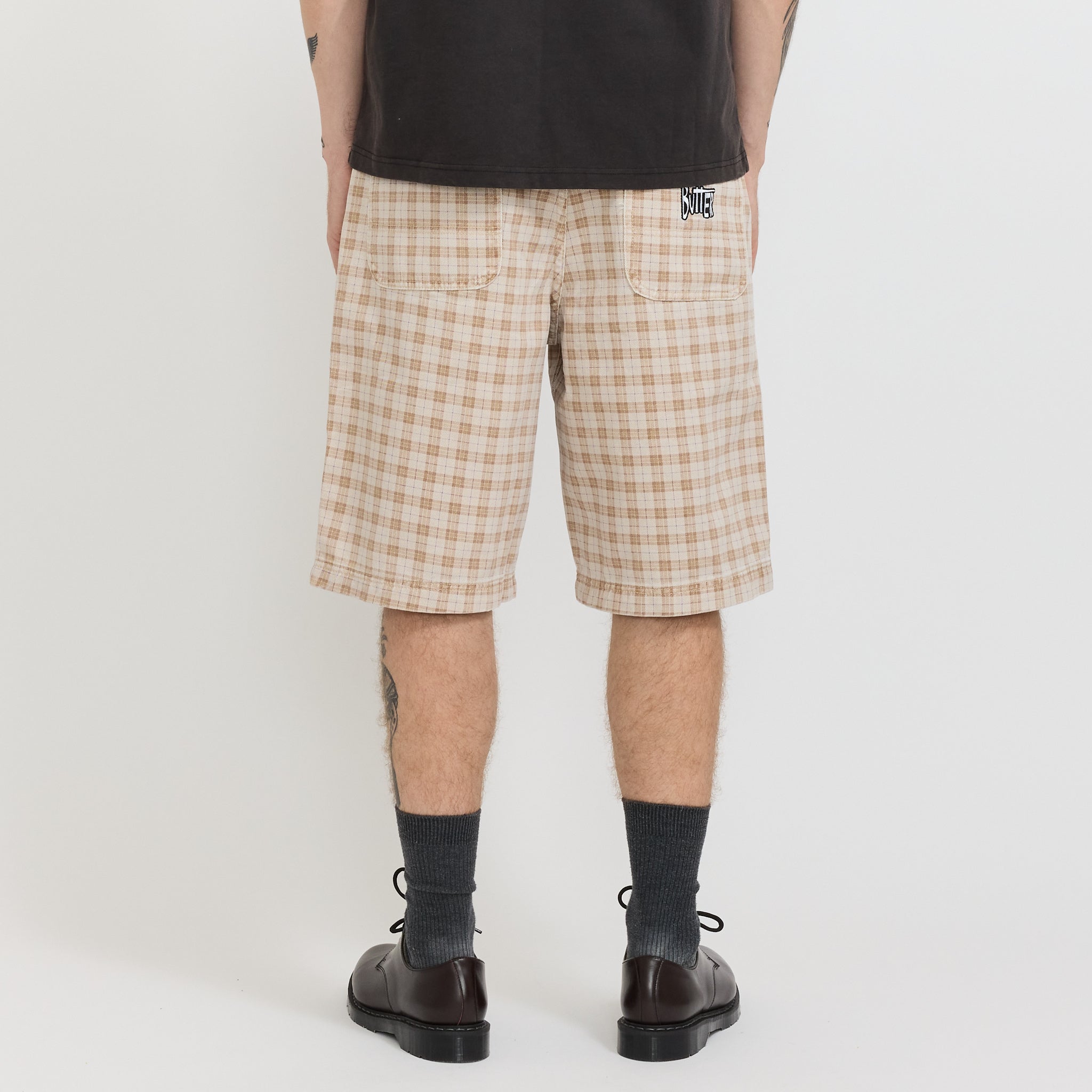Butter Goods | Spike Work Shorts Sandstone Plaid | Maplestore