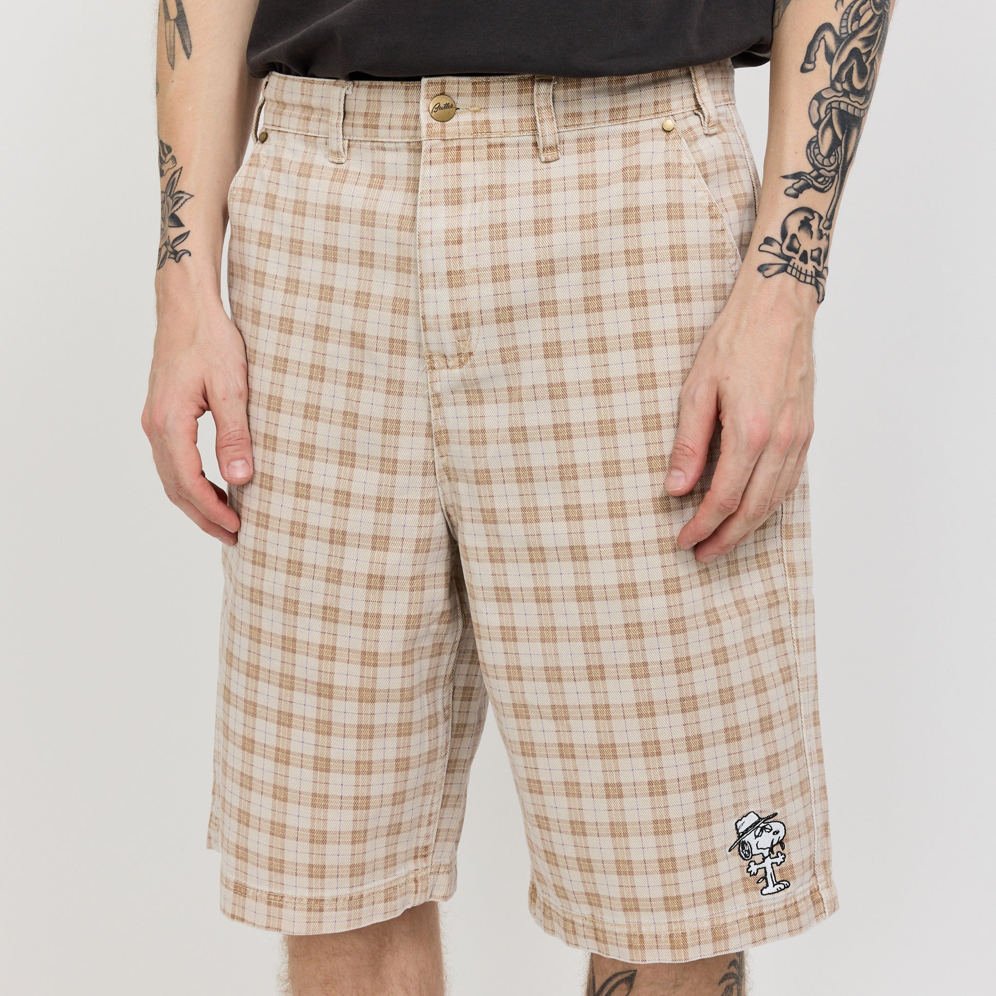 Butter Goods | Spike Work Shorts Sandstone Plaid | Maplestore