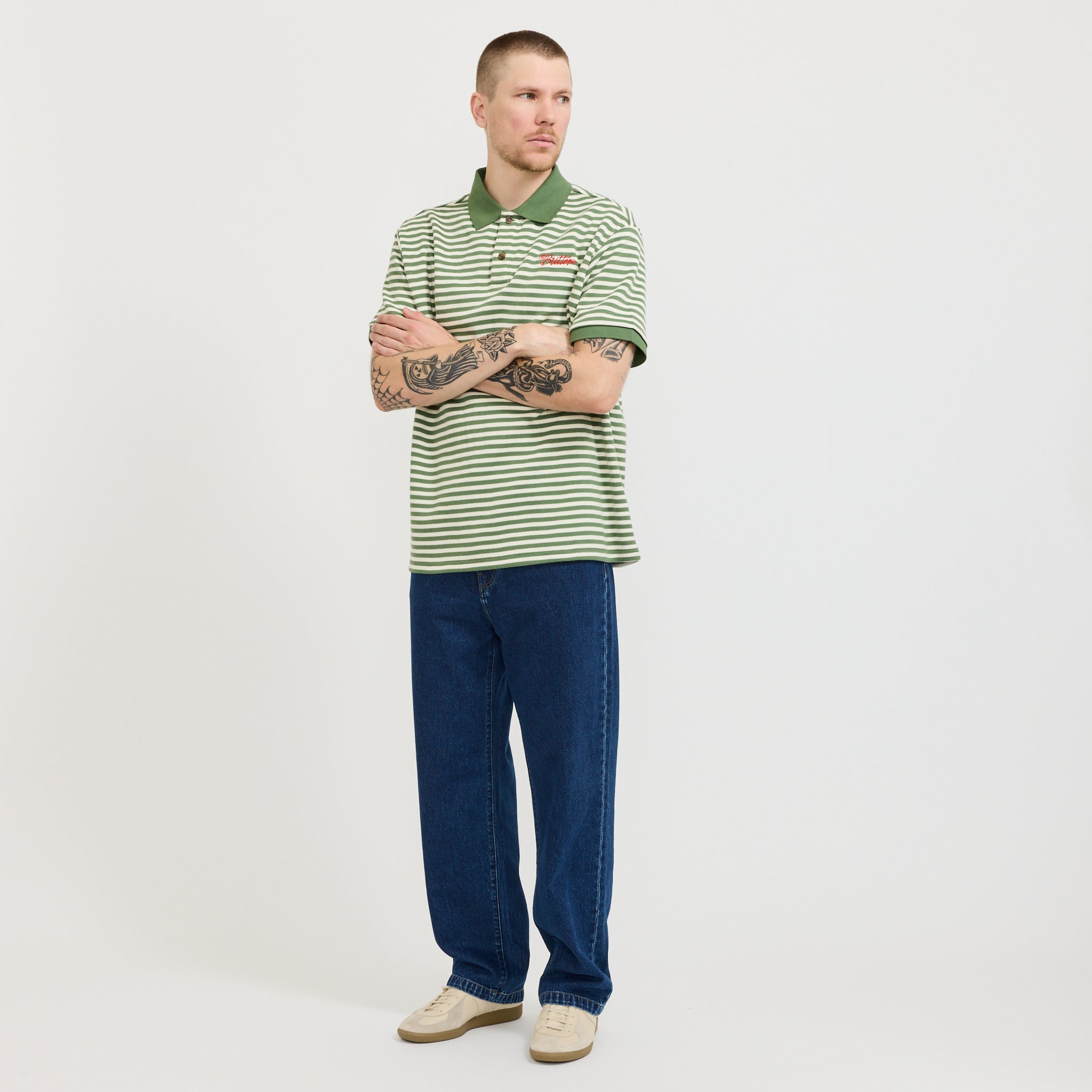 Stripe Polo Shirt Sage/Natural