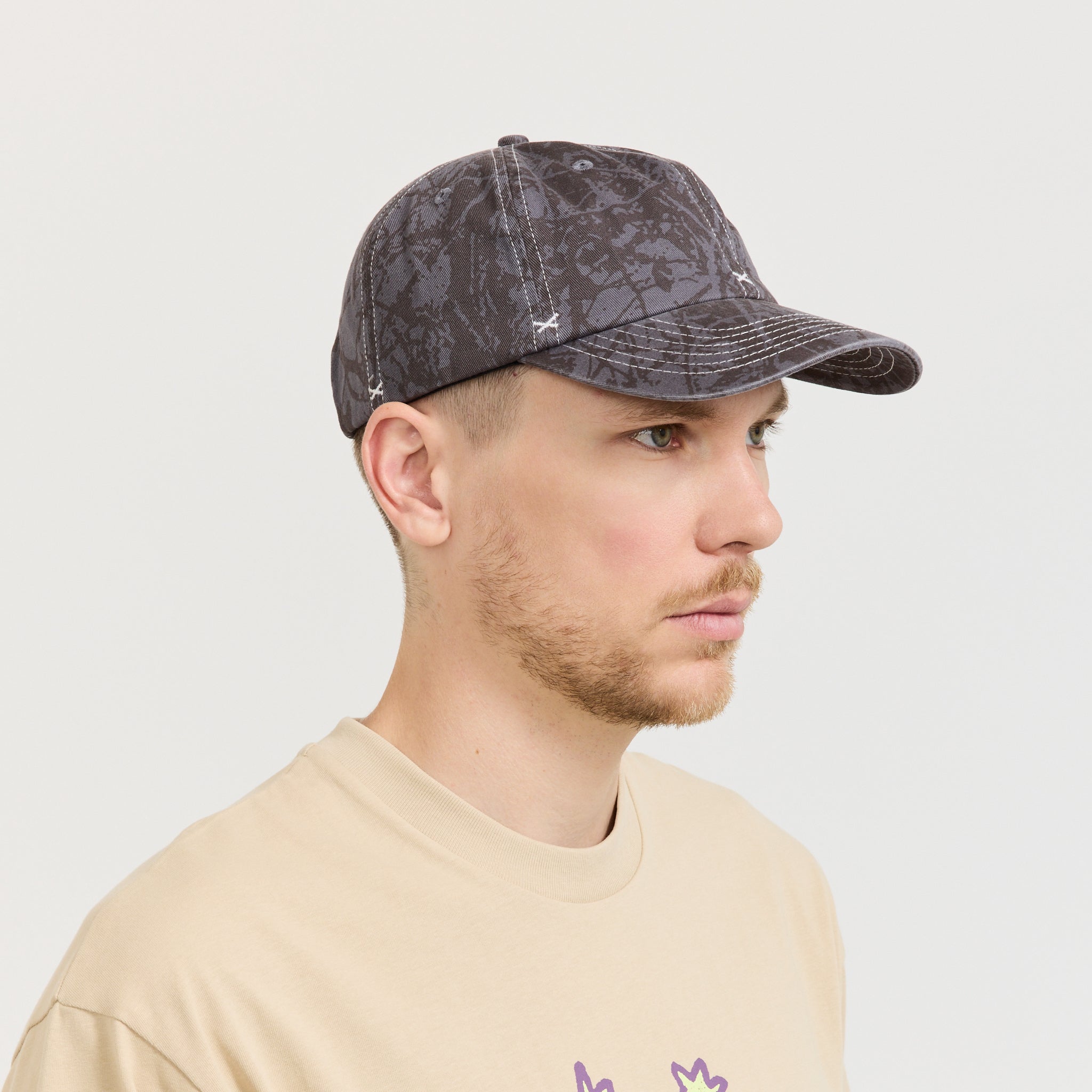 Woods Camo 6 Panel Cap Black