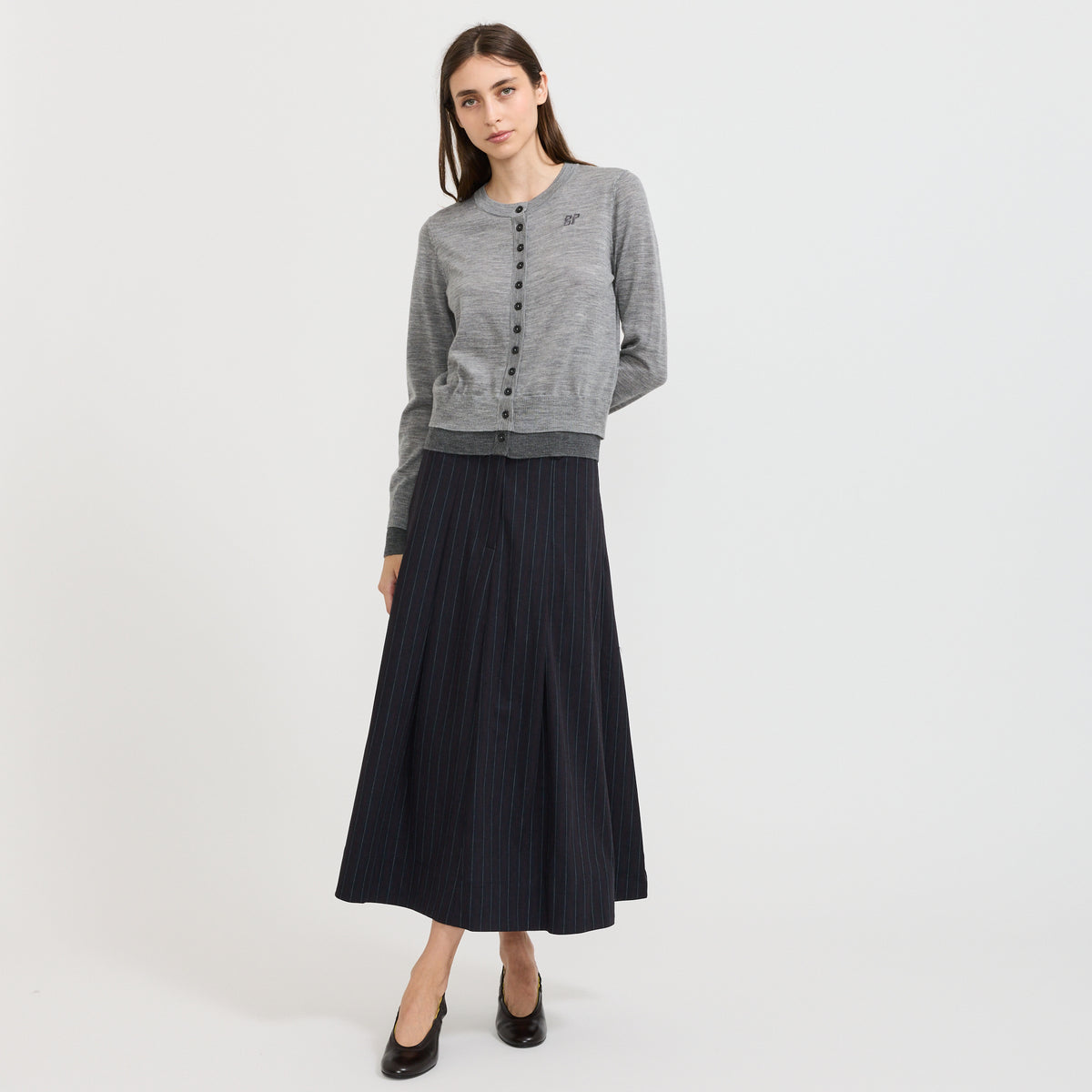 Sabrinna Skirt Navy Subtle Stripe