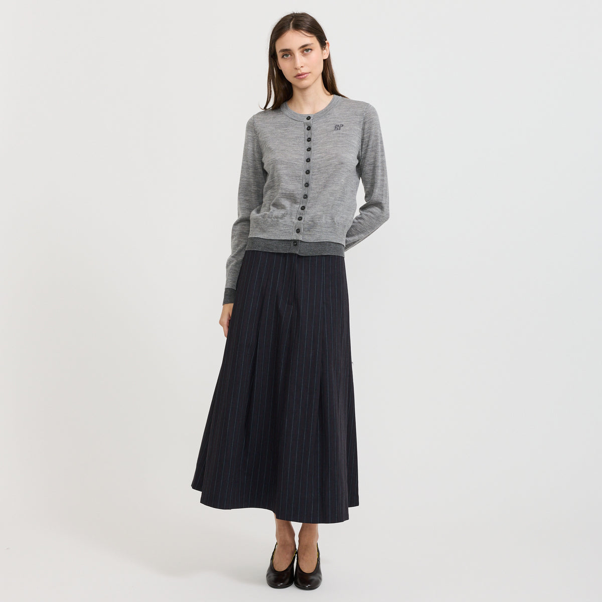 Sabrinna Skirt Navy Subtle Stripe