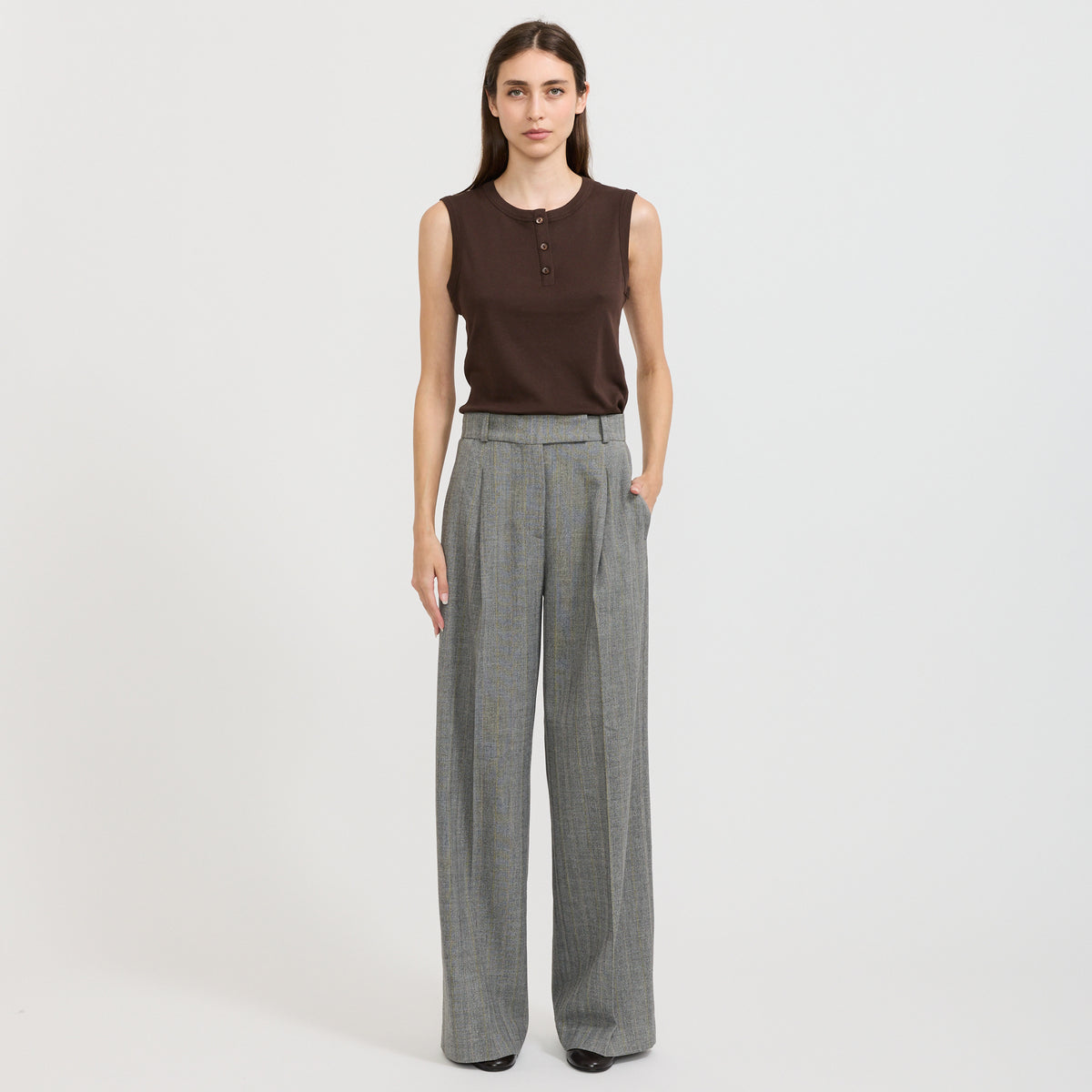 Neya Trousers Grey Subtle Stripe