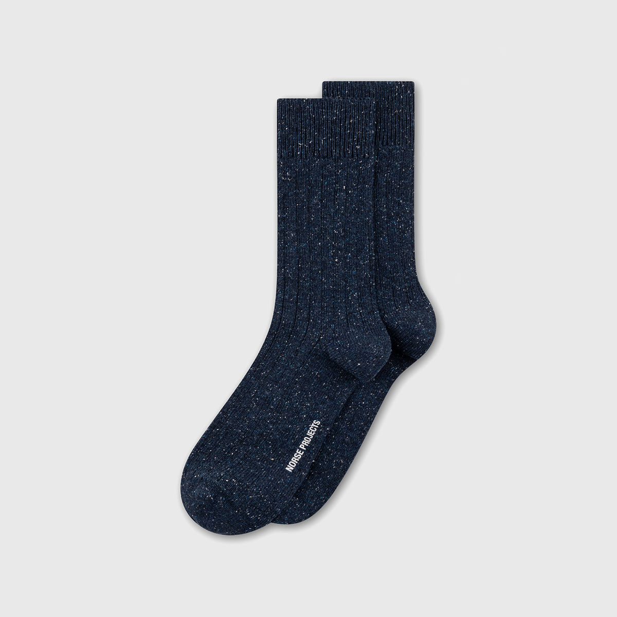 Bykle Neps Wool Rib Sock Dark Navy