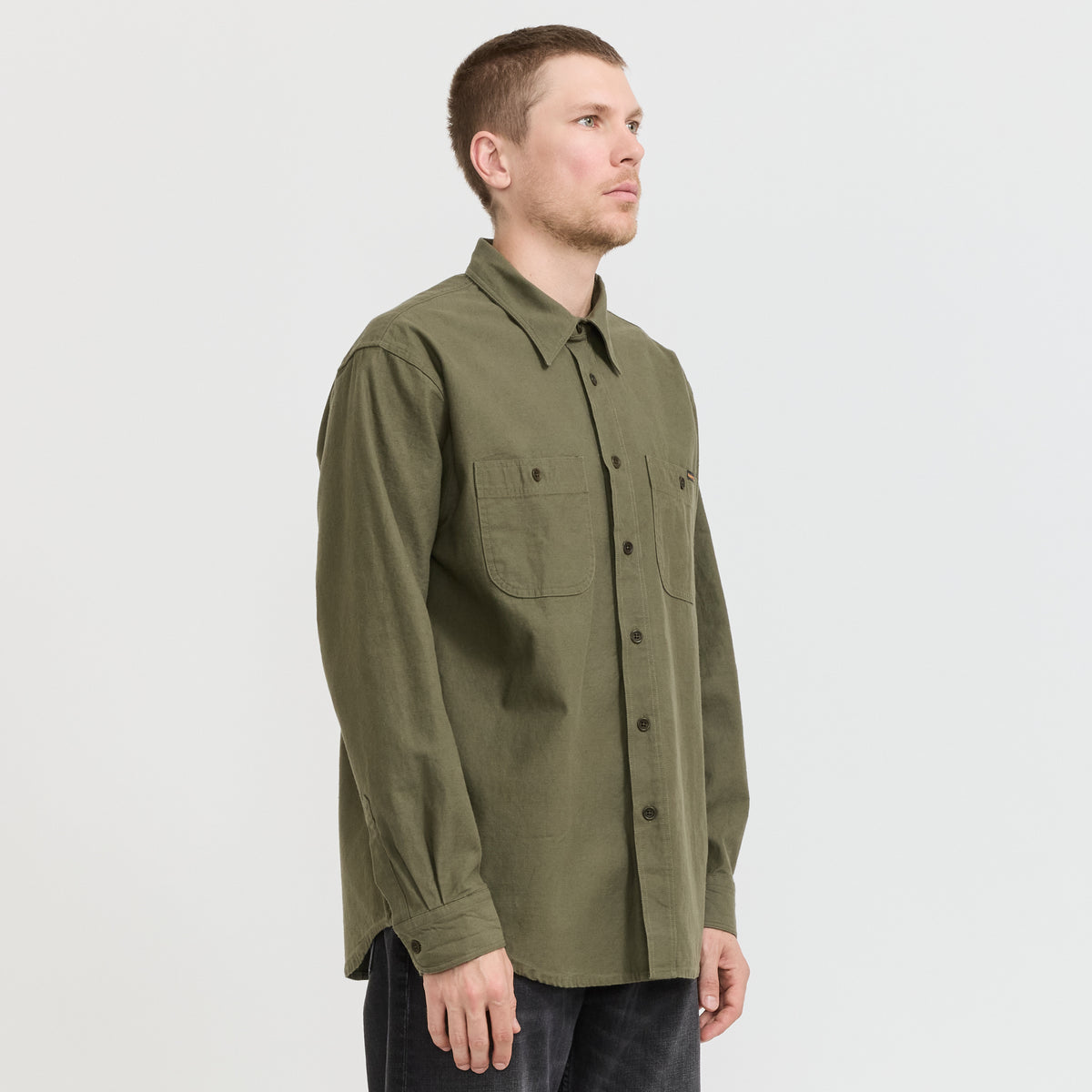 Nudie Jeans Co. | Julian Shirt Back Sateen Olive Green | Maplestore
