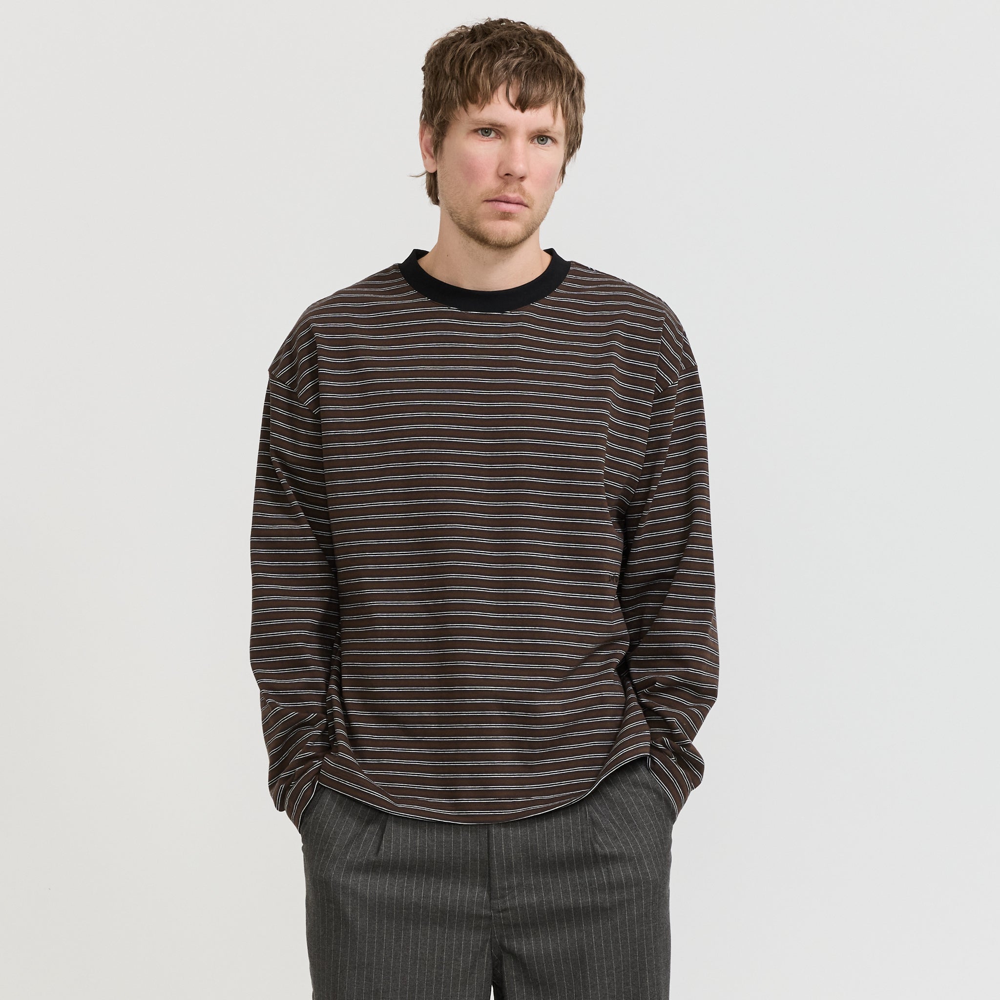 Kerferd Striped LS Tee Brown